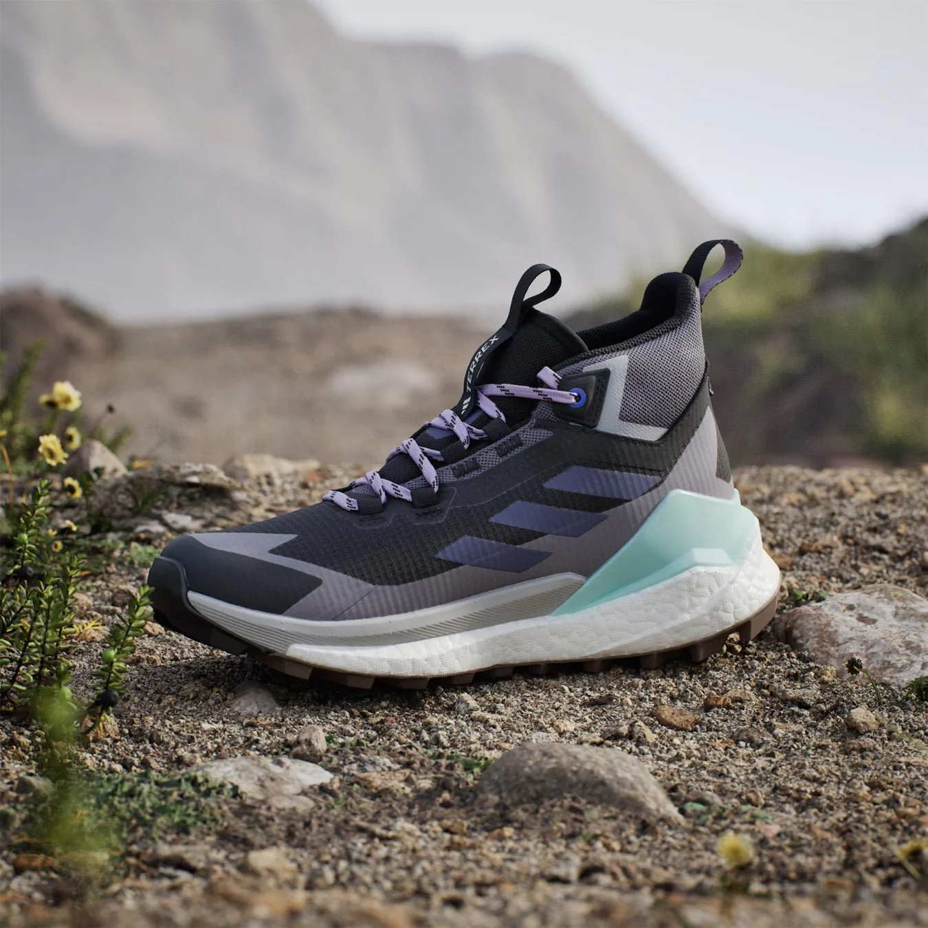 Adidas Terrex Womens Free Hiker 2.0 Gore-Tex Hiking Shoes Core Black / Preloved Violet / Taupe Oxide - Image 7