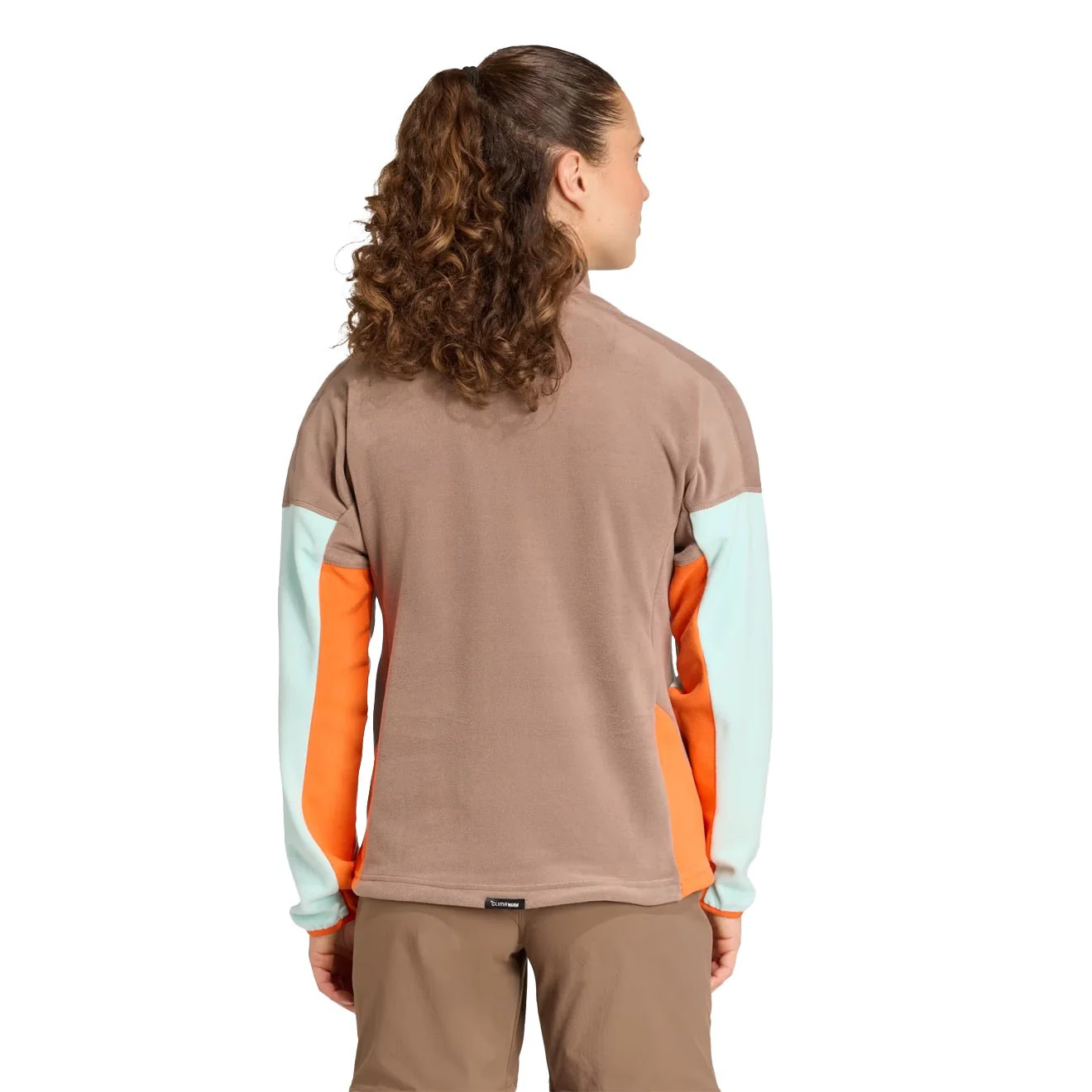 Adidas Terrex Womens MT Fleece Anorak Trace Brown / Semi Flash Aqua / Semi Impact Orange - Image 3