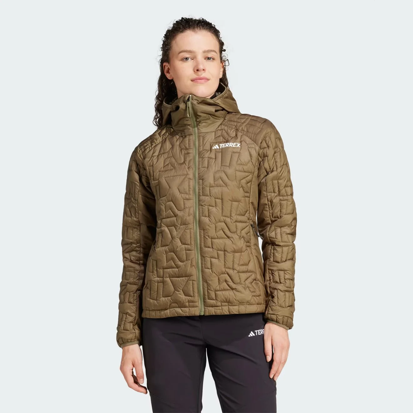 Adidas Terrex Womens Terrex Xperior Primaloft Loose Fill Insulated Hooded Jacket Olive Strata - Image 2