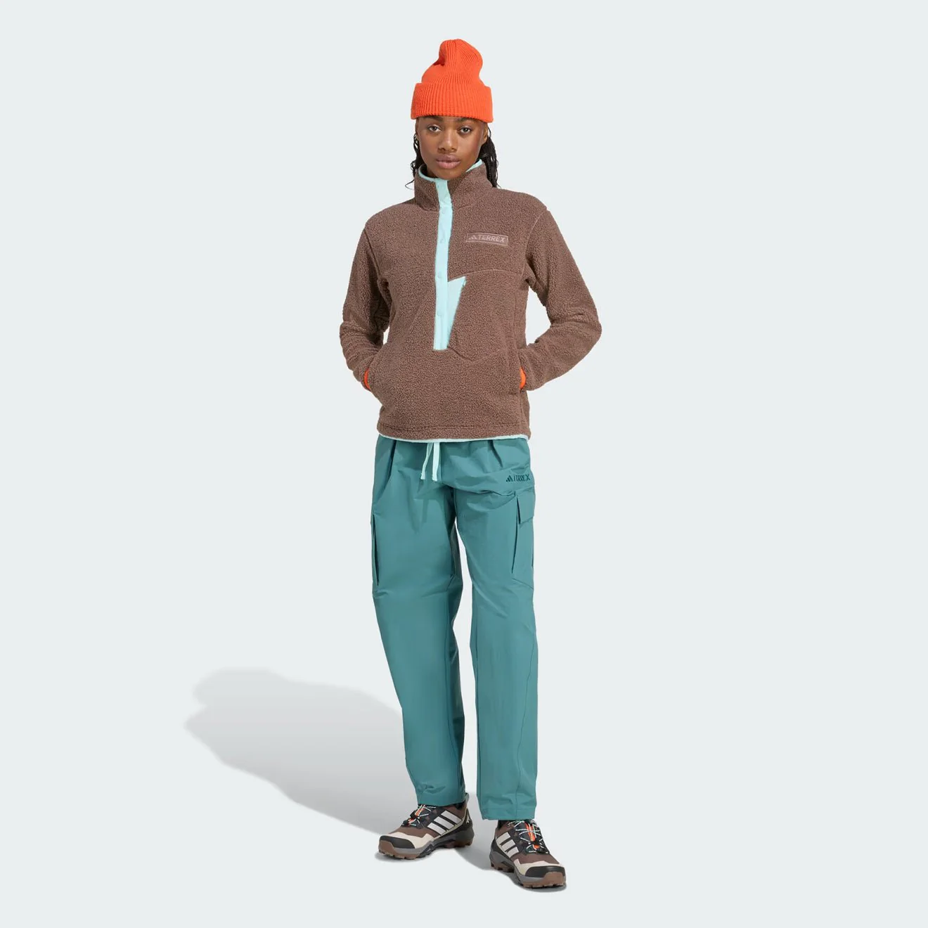 Adidas Terrex Womens XPL Pile Snap Fleece Earth Strata / Semi Flash Aqua - Image 2