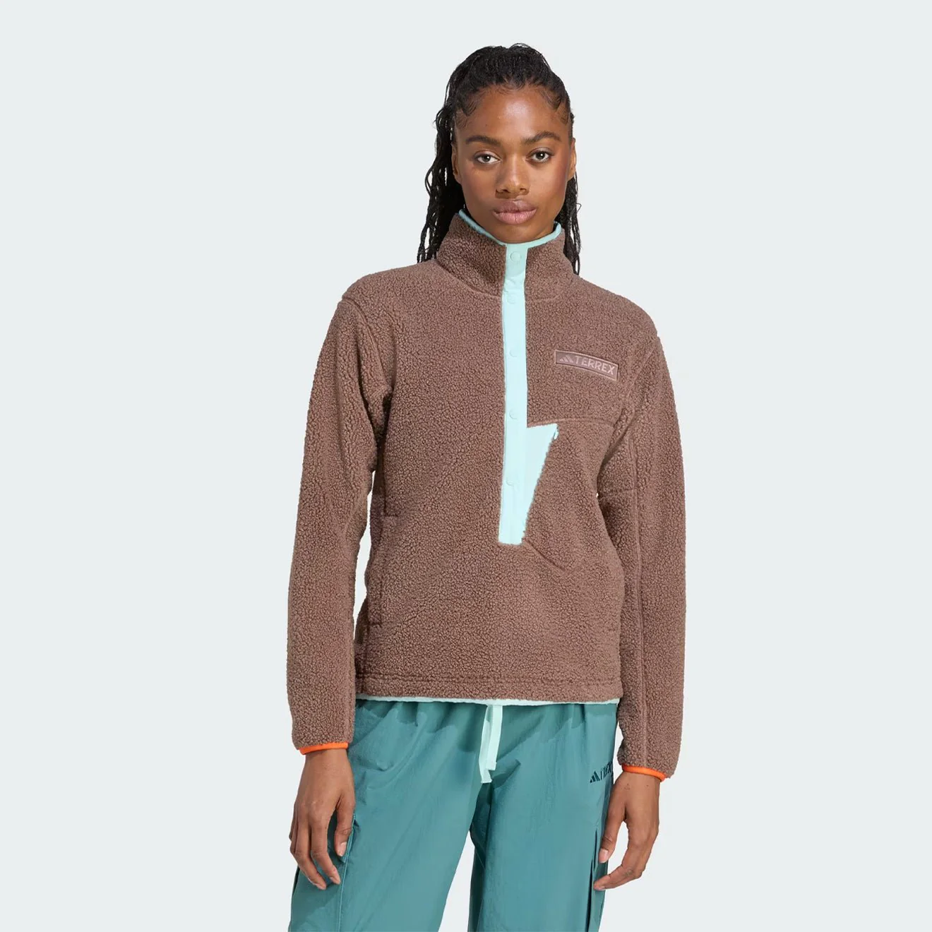 Adidas Terrex Womens XPL Pile Snap Fleece Earth Strata / Semi Flash Aqua - Image 3