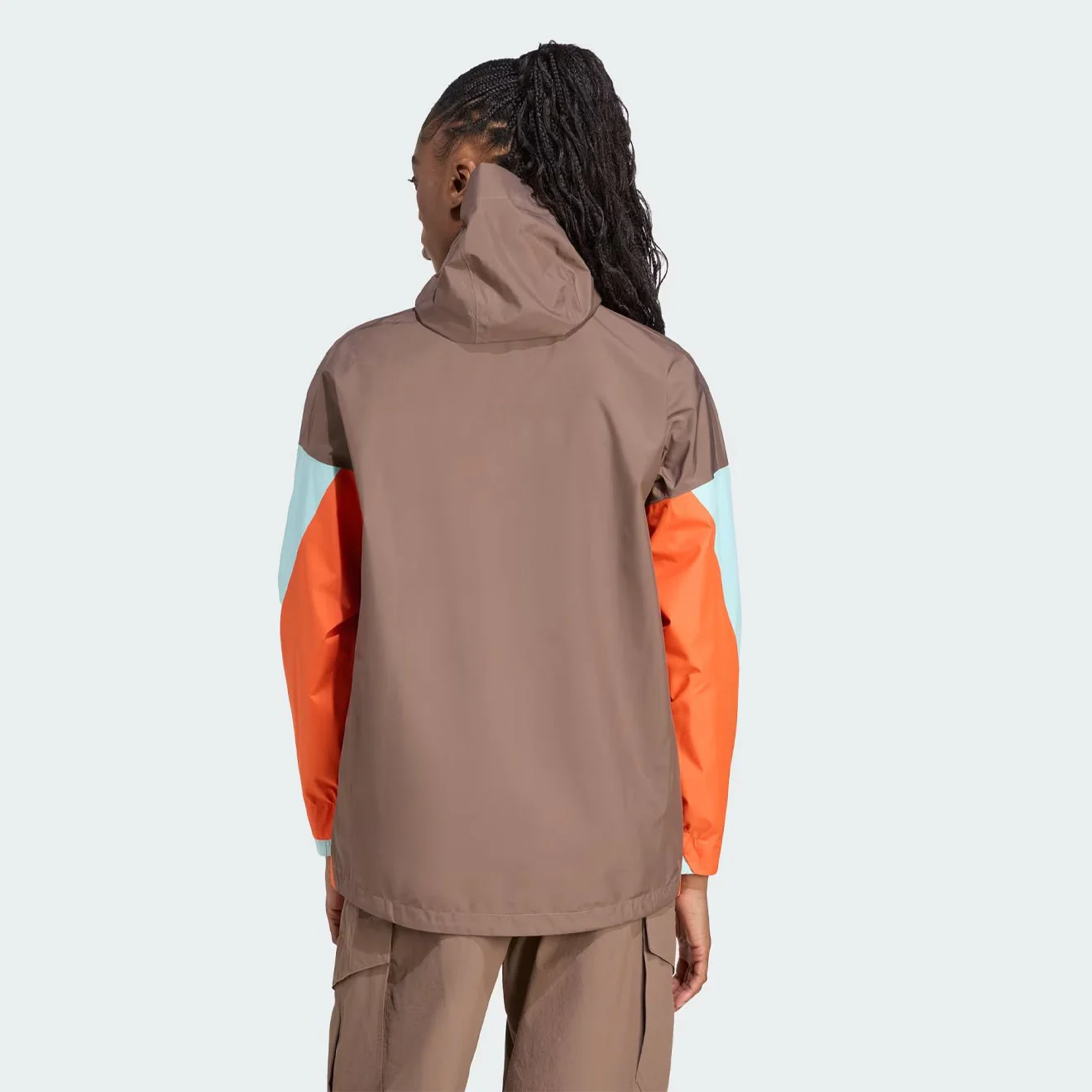 Adidas Terrex Womens Xploric 2.5L Climaproof Anorak Earth Strata / Semi Flash Aqua / Semi Impact Orange - Image 3