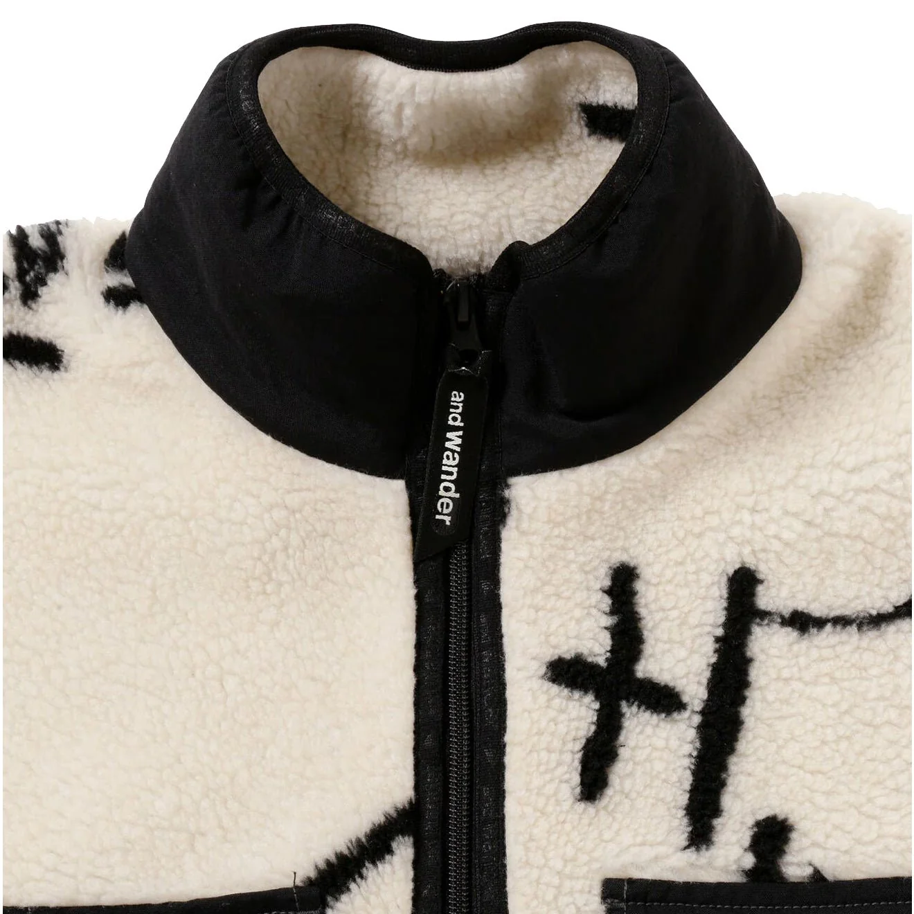 And Wander Womens Daijiro Ohara Map Key Boa Jacket Off White - Image 9