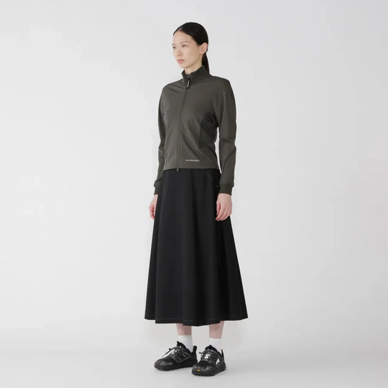 And Wander Womens High Count Cloth Skirt Black - Image 4