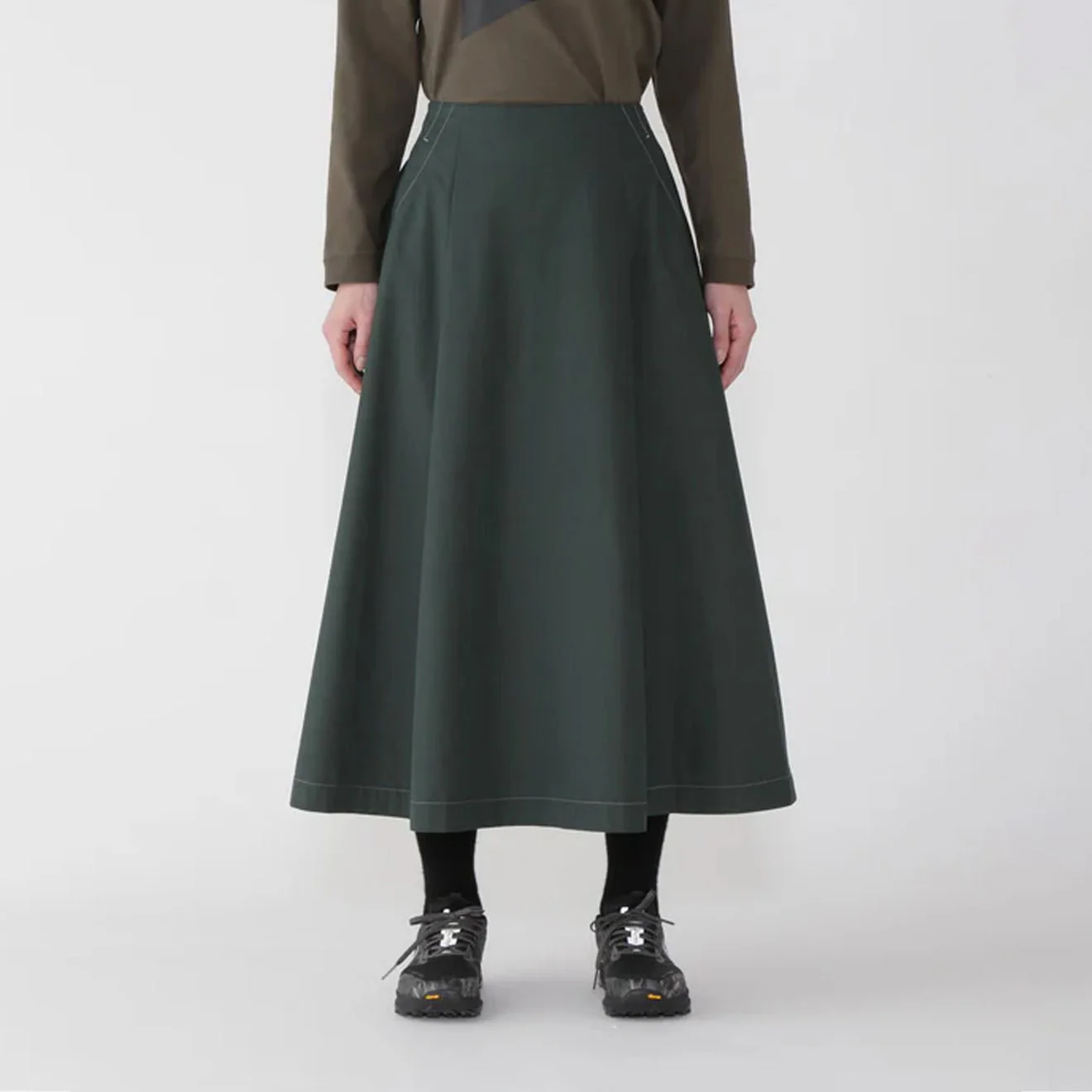 And Wander Womens High Count Cloth Skirt Green - Image 3