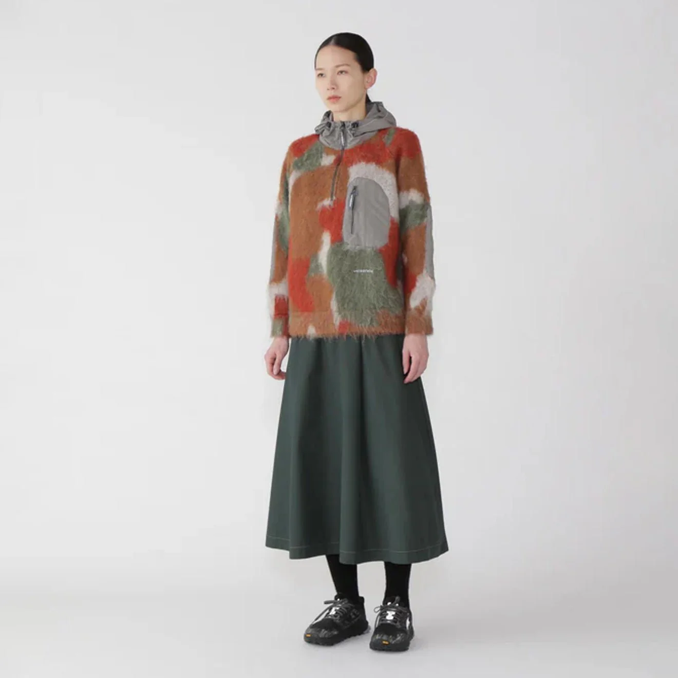 And Wander Womens High Count Cloth Skirt Green - Image 4