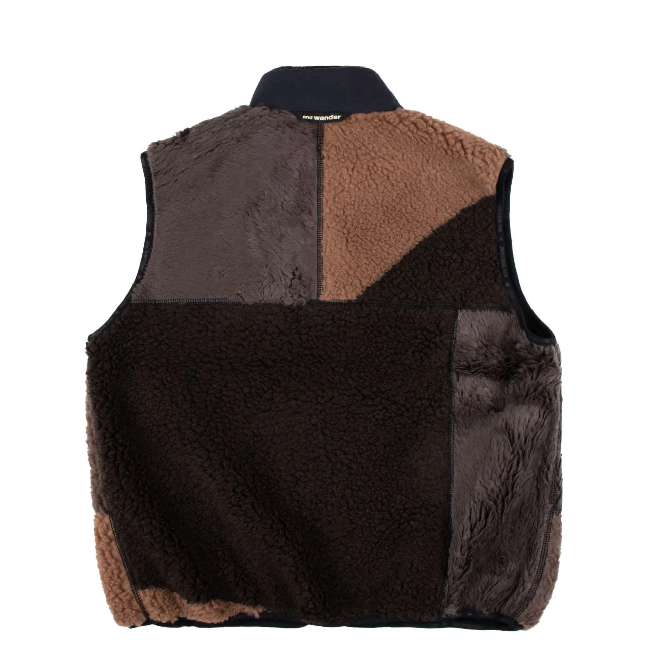 And Wander Womens Mix Boa Vest Brown - Image 2
