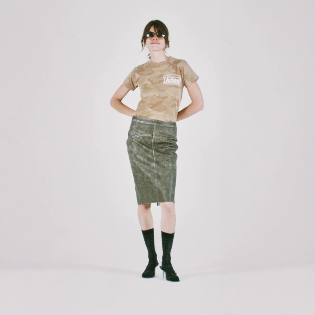 Aries Womens Aged Camo S/S Tee Desert - Image 4