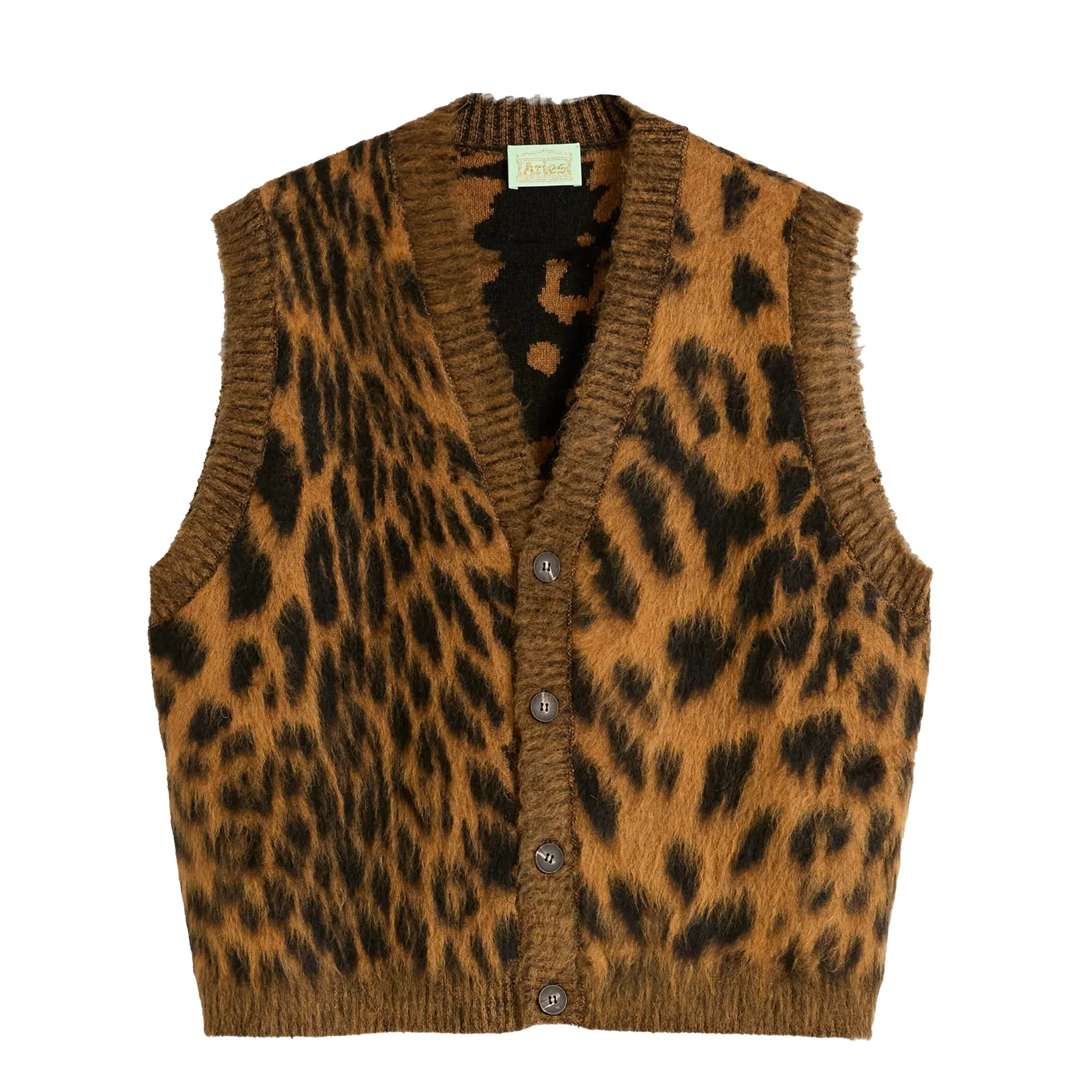 Aries Womens Brushed Leopard Vest Brown