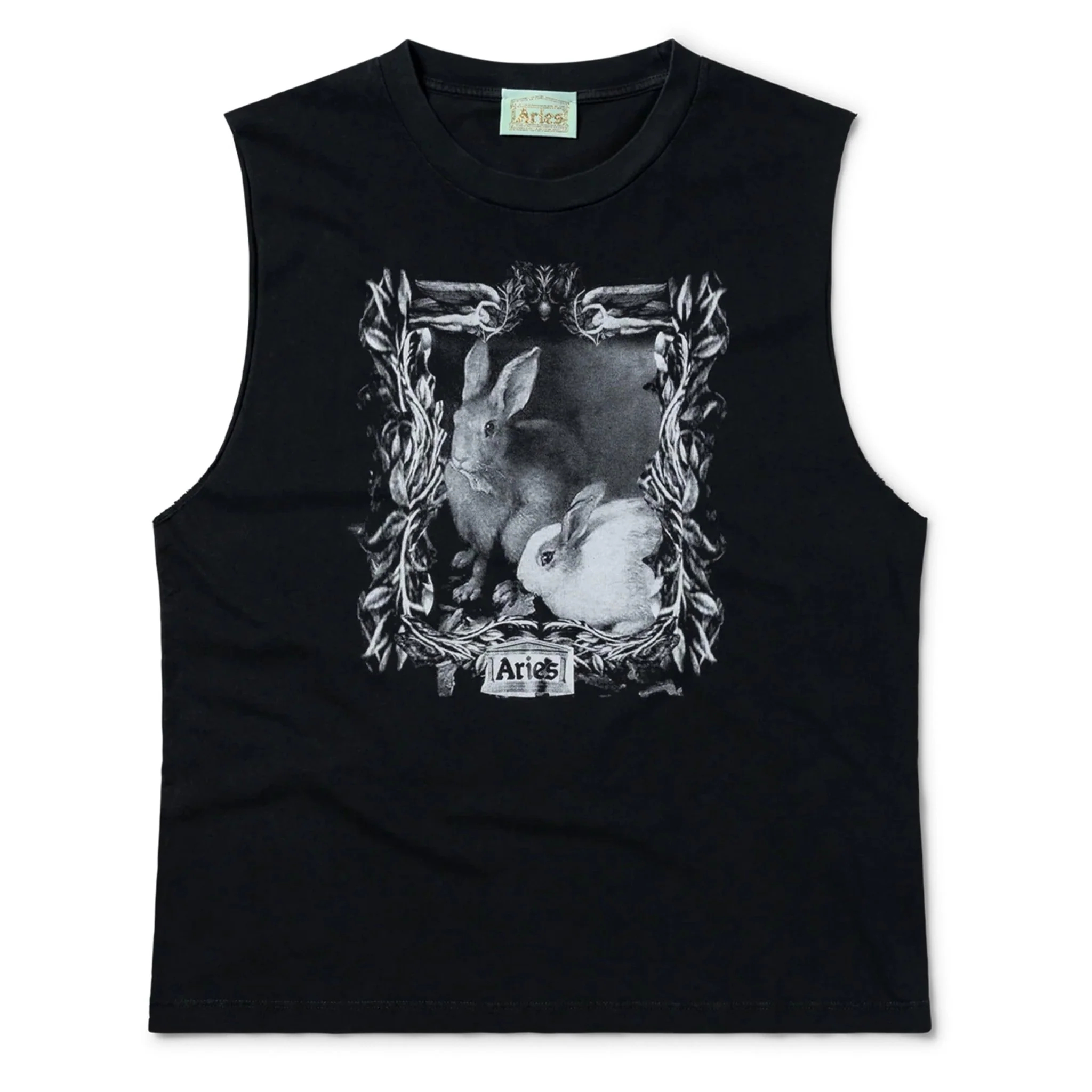 Aries Womens Faded Bunny Muscle Vest Black