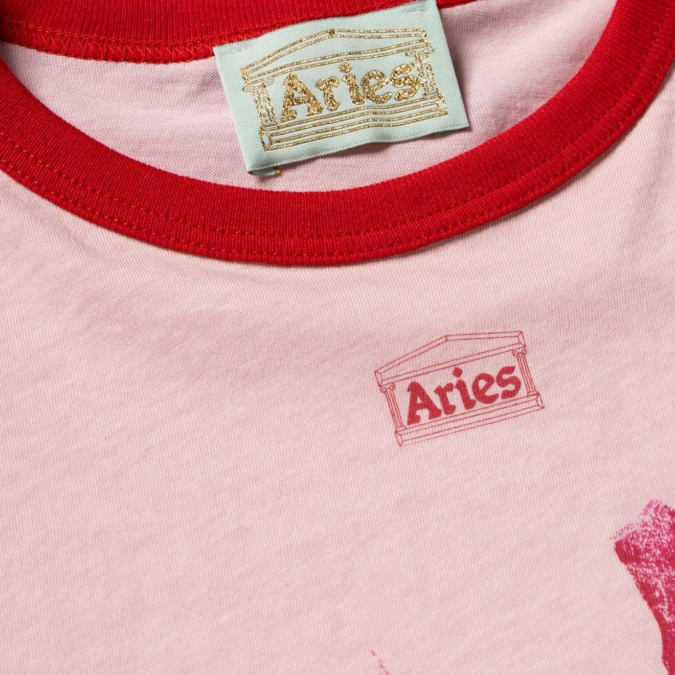 Aries Womens Who Knows S/S Ringer Tee Pink - Image 4