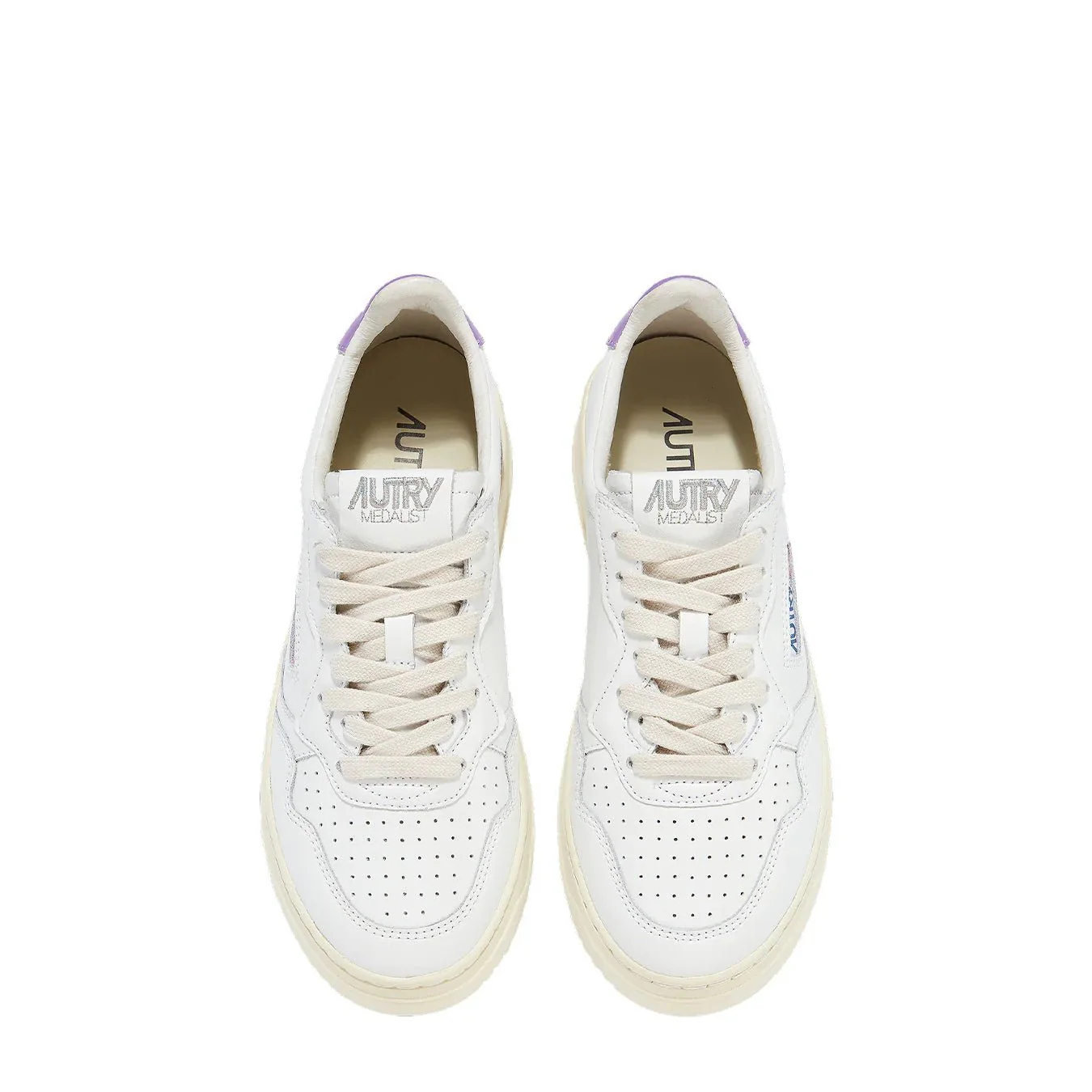 Autry Womens Medalist Low Trainer Leather / Leather - White / Lavender - Image 4