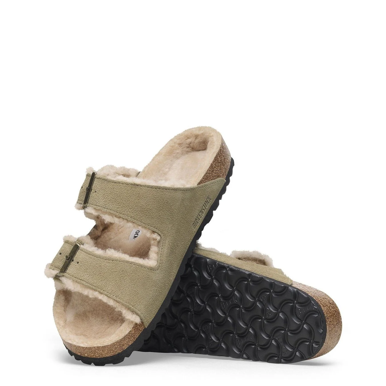 Birkenstock Womens Arizona Shearling Suede Leather Narrow Fit Taupe - Image 4