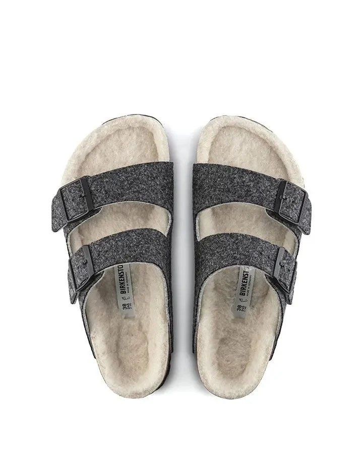 Birkenstock Arizona Wool Felt Narrow Sandals Doubleface Grey - Image 4
