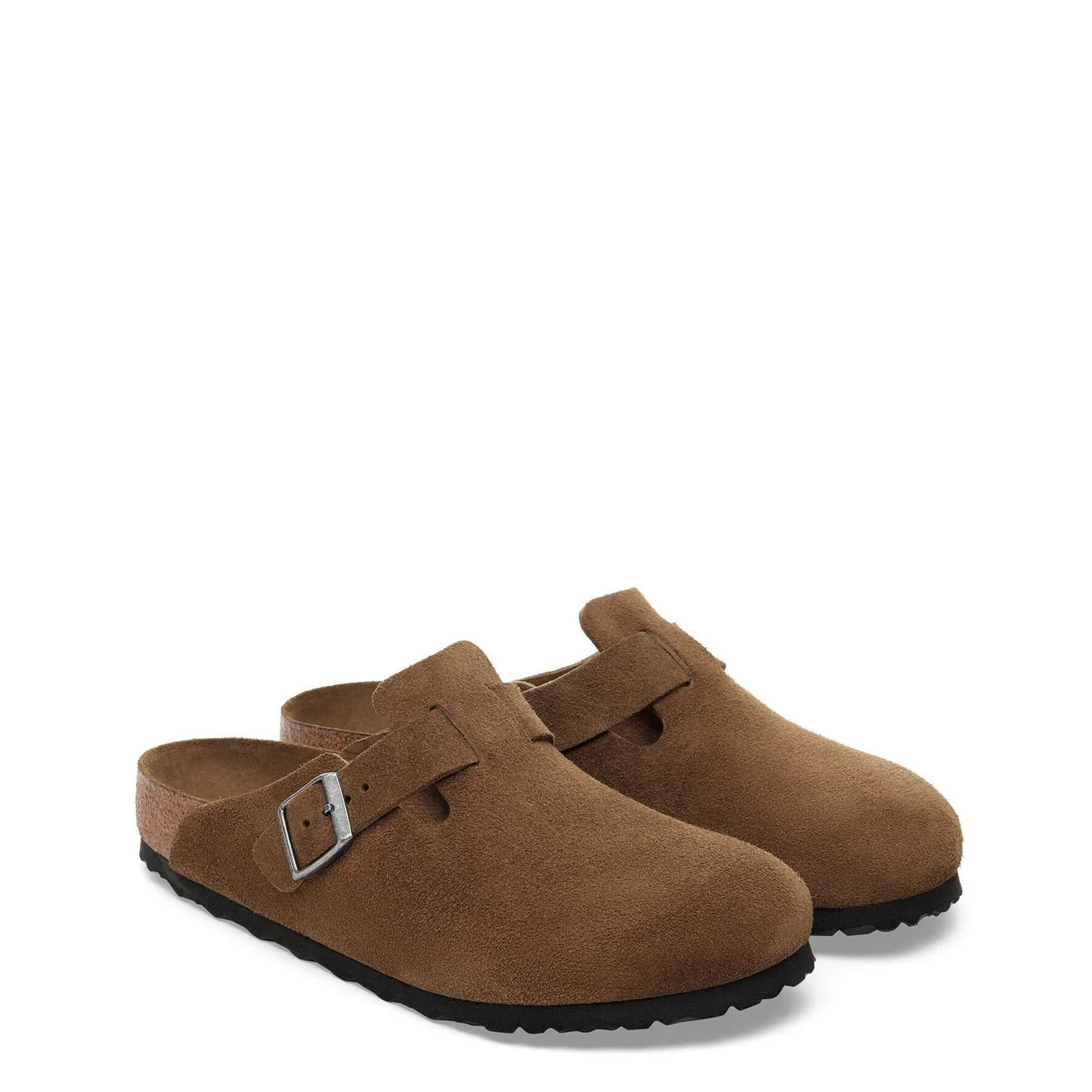 Birkenstock Womens Boston Soft Footbed Suede Leather Narrow Fit Dark Tea Tonal - Image 2
