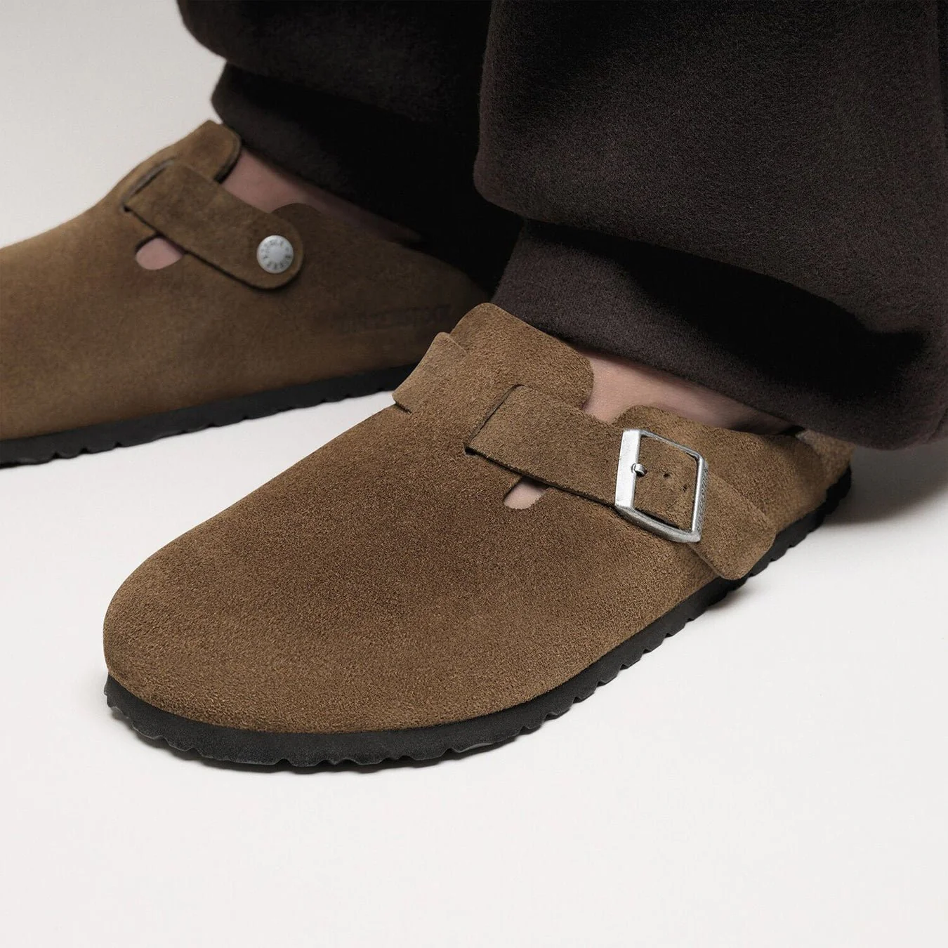 Birkenstock Womens Boston Soft Footbed Suede Leather Narrow Fit Dark Tea Tonal - Image 5