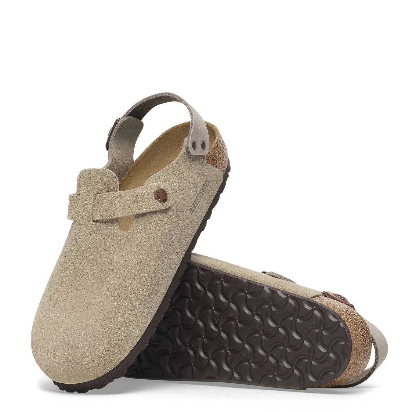 Birkenstock Womens Tokio Suede Leather Clog Narrow Fit Taupe - Image 4