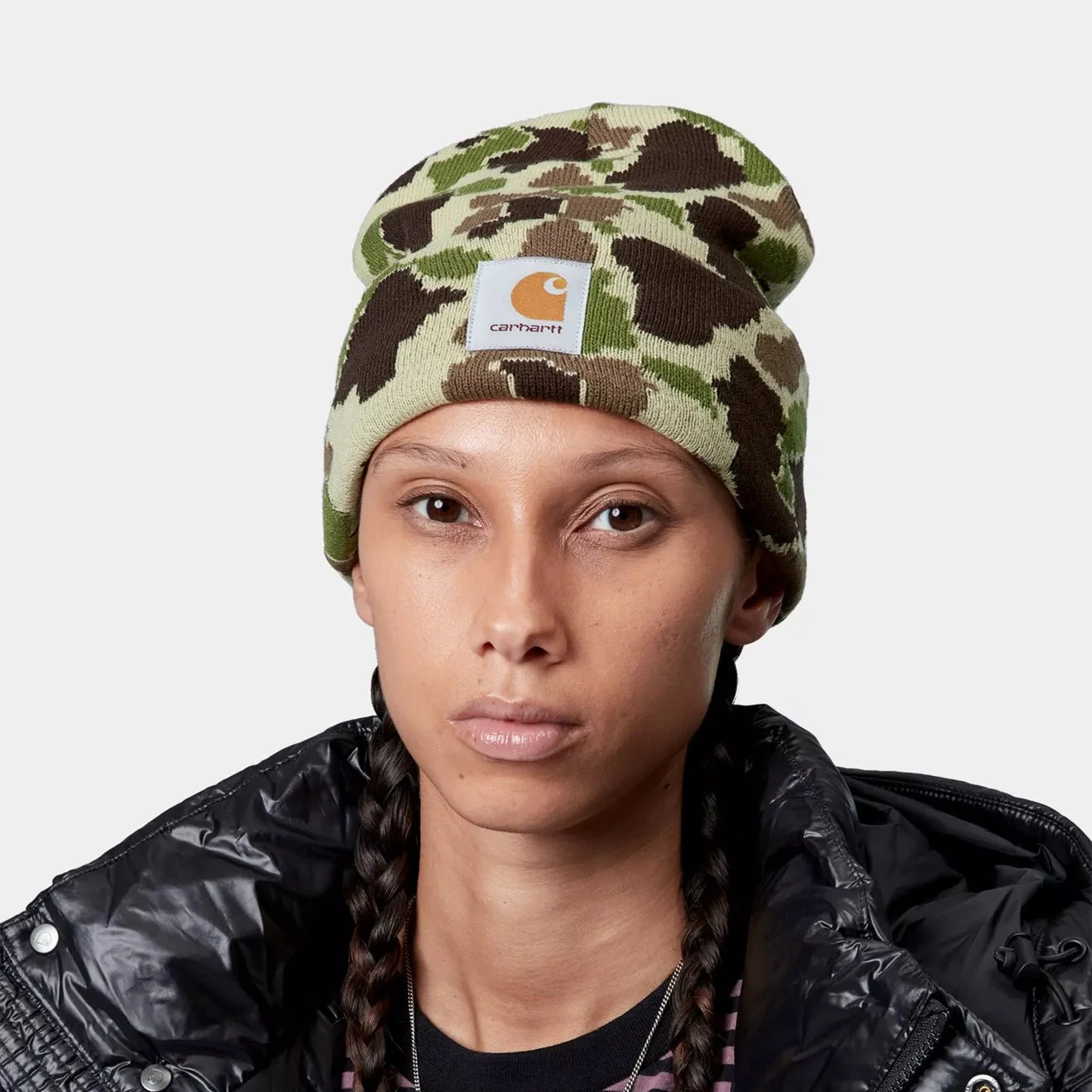 Carhartt WIP Camo Duck Beanie Camo Duck Jacquard Green - Image 2