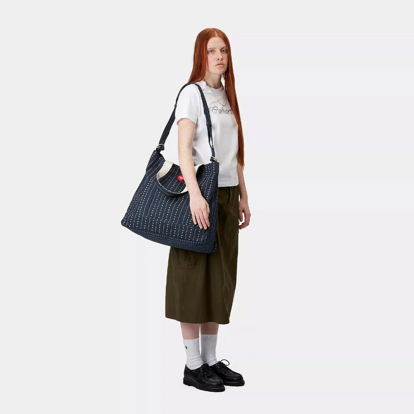 Carhartt WIP Drewe Tote Big Heart C Pinstripe / Ink / Natural - Image 4