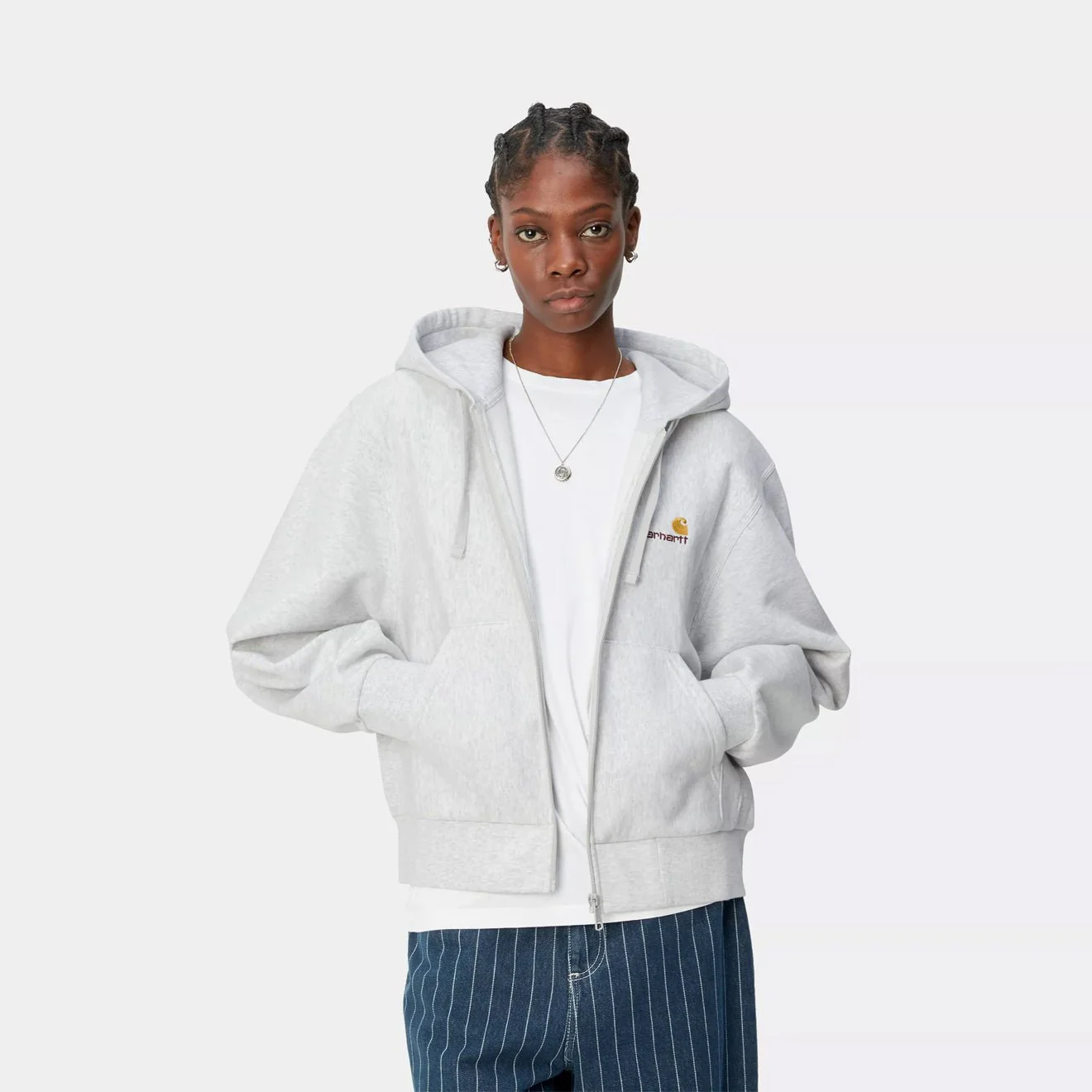 Carhartt WIP Womens American Script Jacket Ash Heather - Image 4