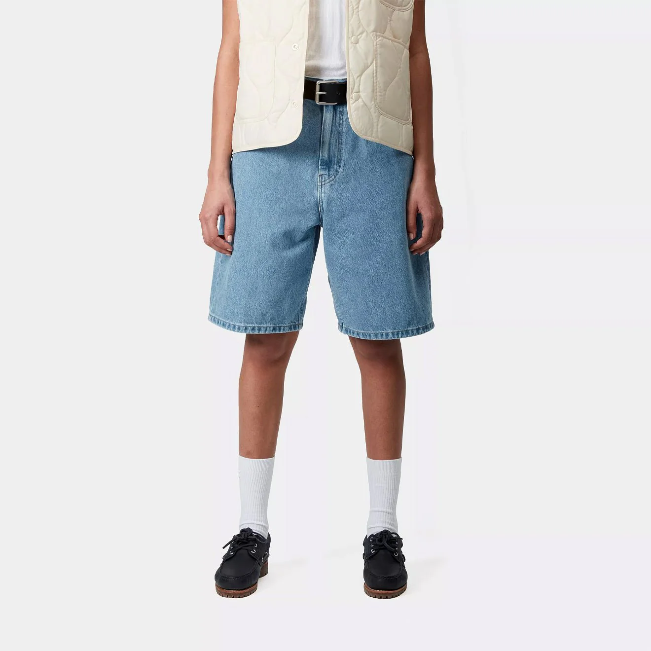 Carhartt WIP Womens Brandon Short Blue Stone Bleached - Image 3