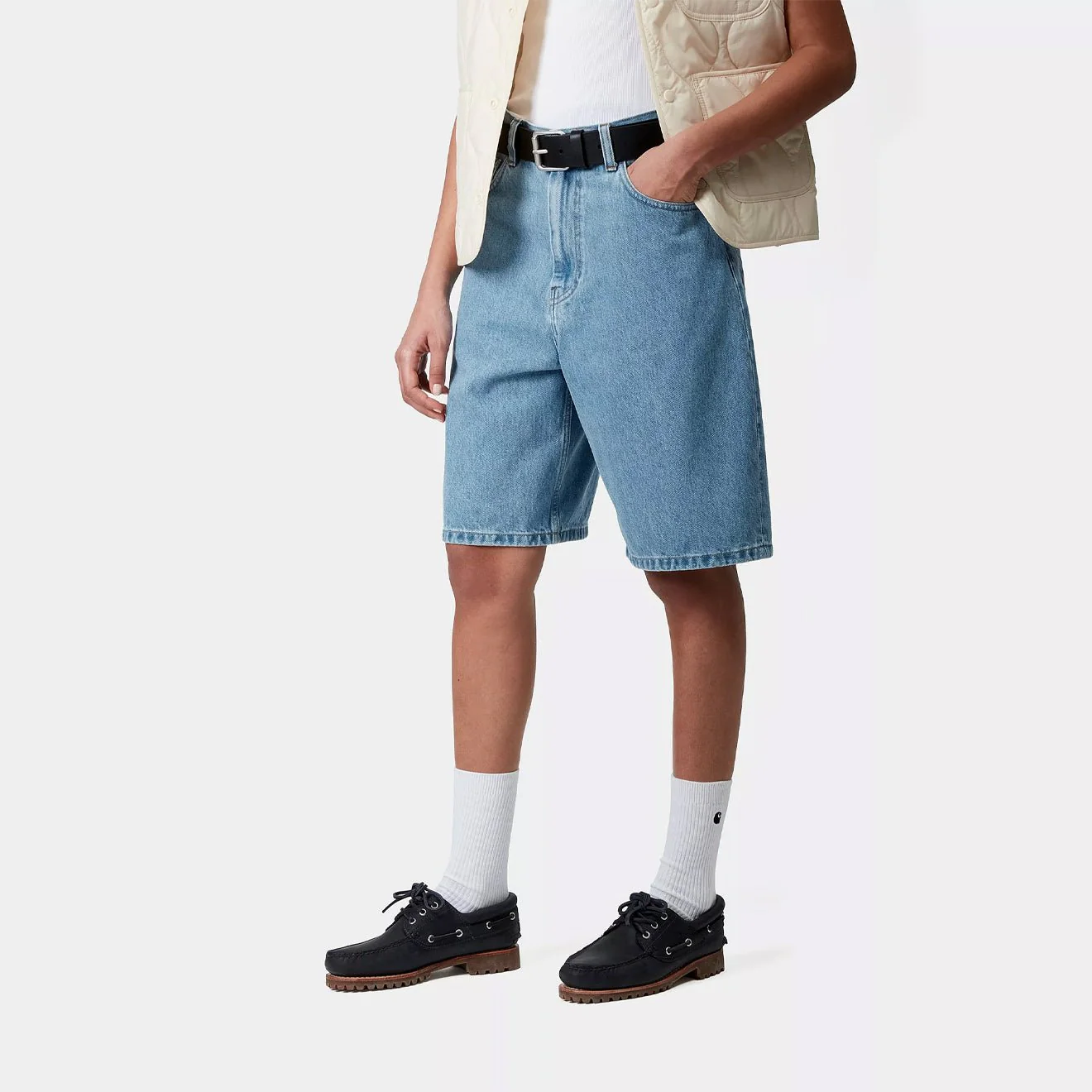 Carhartt WIP Womens Brandon Short Blue Stone Bleached - Image 4