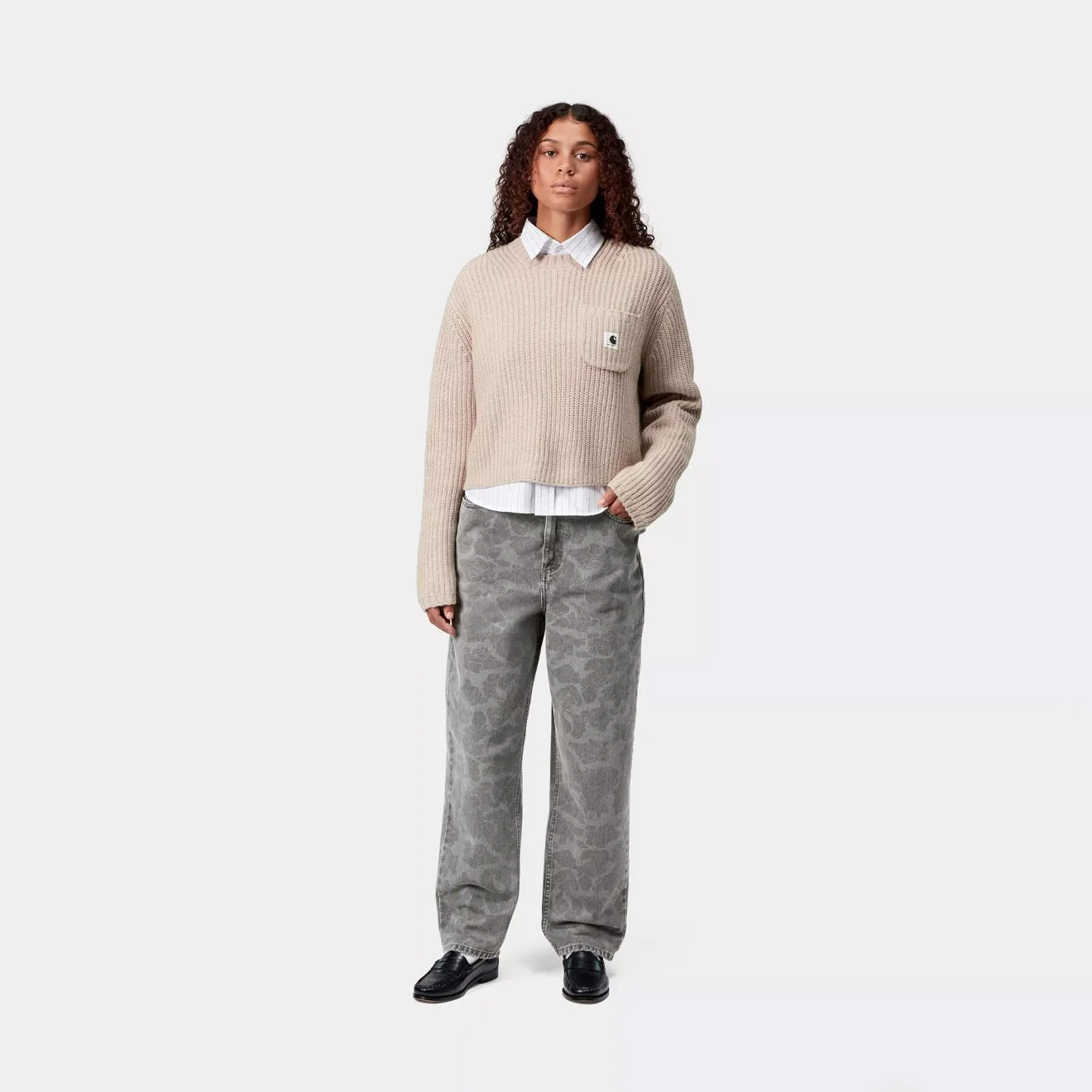Carhartt WIP Womens Duck Orell Pant Camo Duck Black Heavy Bleached - Image 3