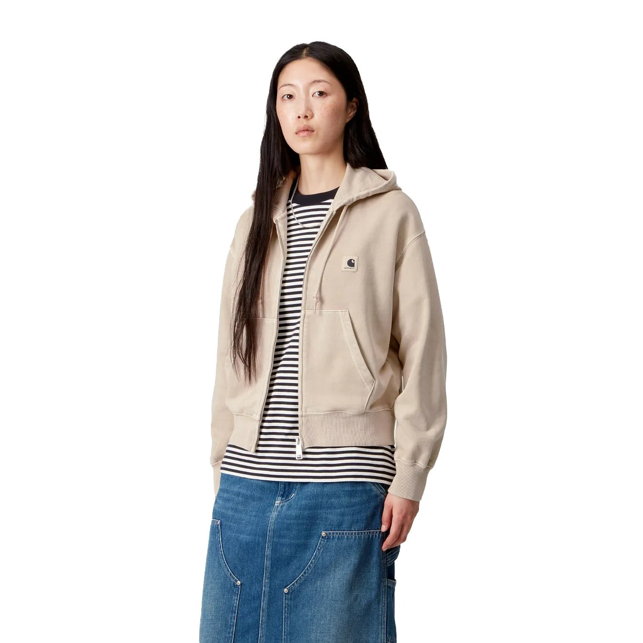 Carhartt WIP Womens Hooded Nelson Jacket Fleur De Sel Garment Dyed - Image 3