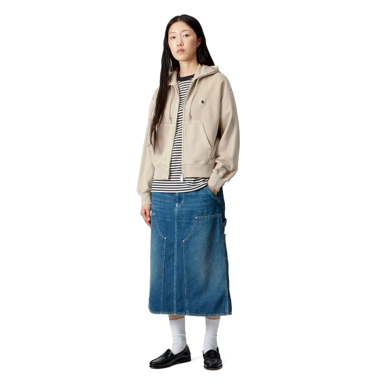 Carhartt WIP Womens Hooded Nelson Jacket Fleur De Sel Garment Dyed - Image 5