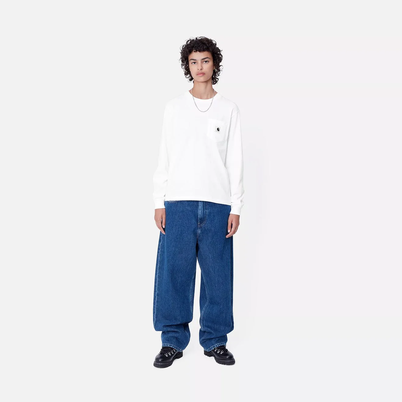 Carhartt WIP Womens L/S Pocket T-Shirt White - Image 3