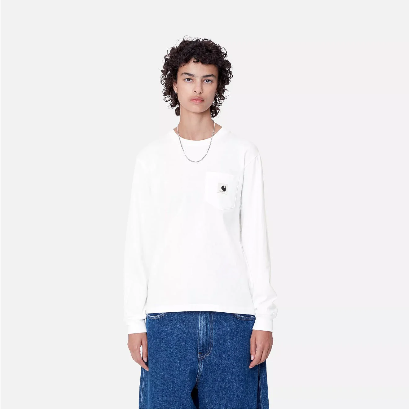 Carhartt WIP Womens L/S Pocket T-Shirt White - Image 4