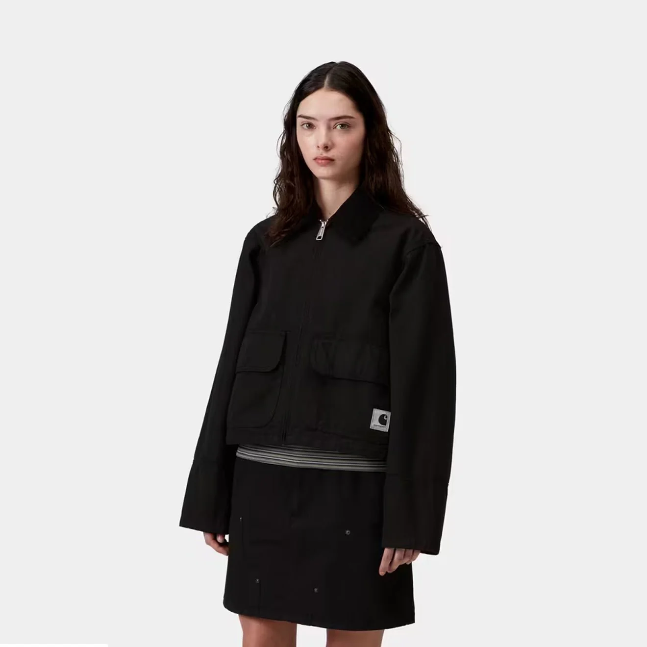 Carhartt WIP Womens Prescott Jacket Black / Black Garment Dyed - Image 3