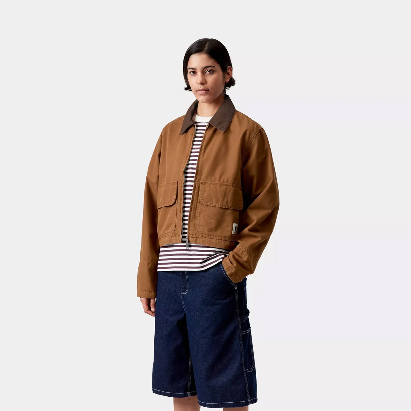 Carhartt WIP Womens Prescott Jacket Hamilton Brown / Tobacco Garment Dyed - Image 2