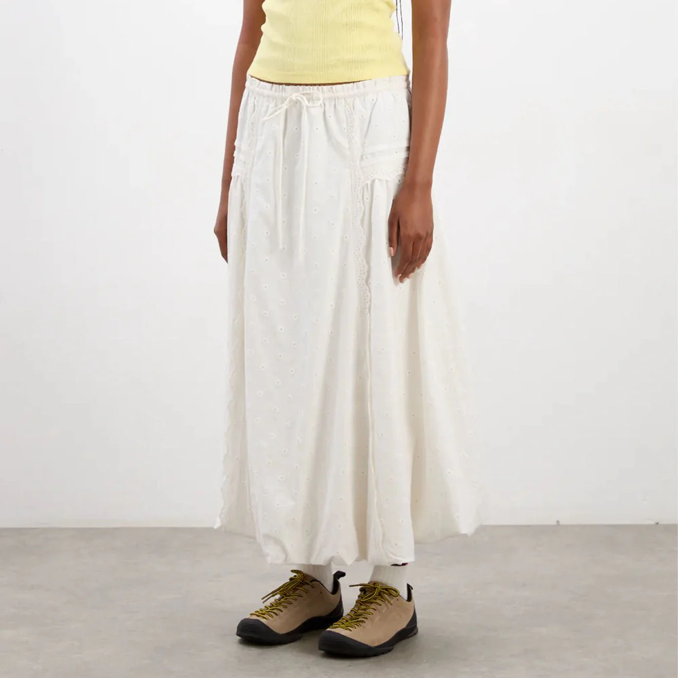 Damson Madder Agatha Puff Midi Skirt White - Image 4