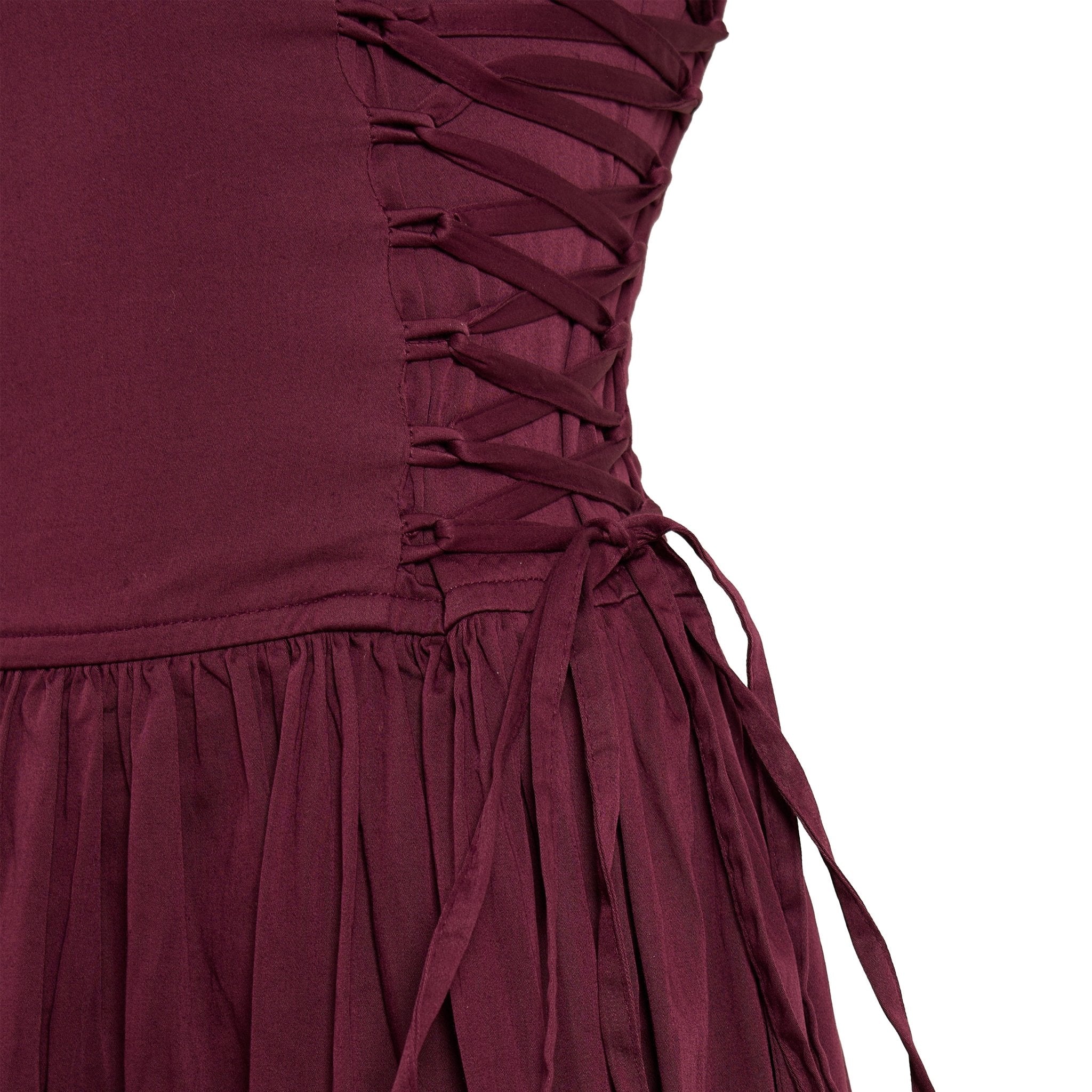 Damson Madder Angelina Cotton Satin Dress Fig - Image 3