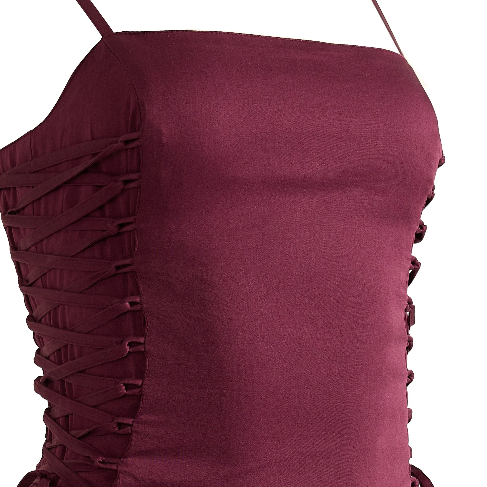 Damson Madder Angelina Cotton Satin Dress Fig - Image 4