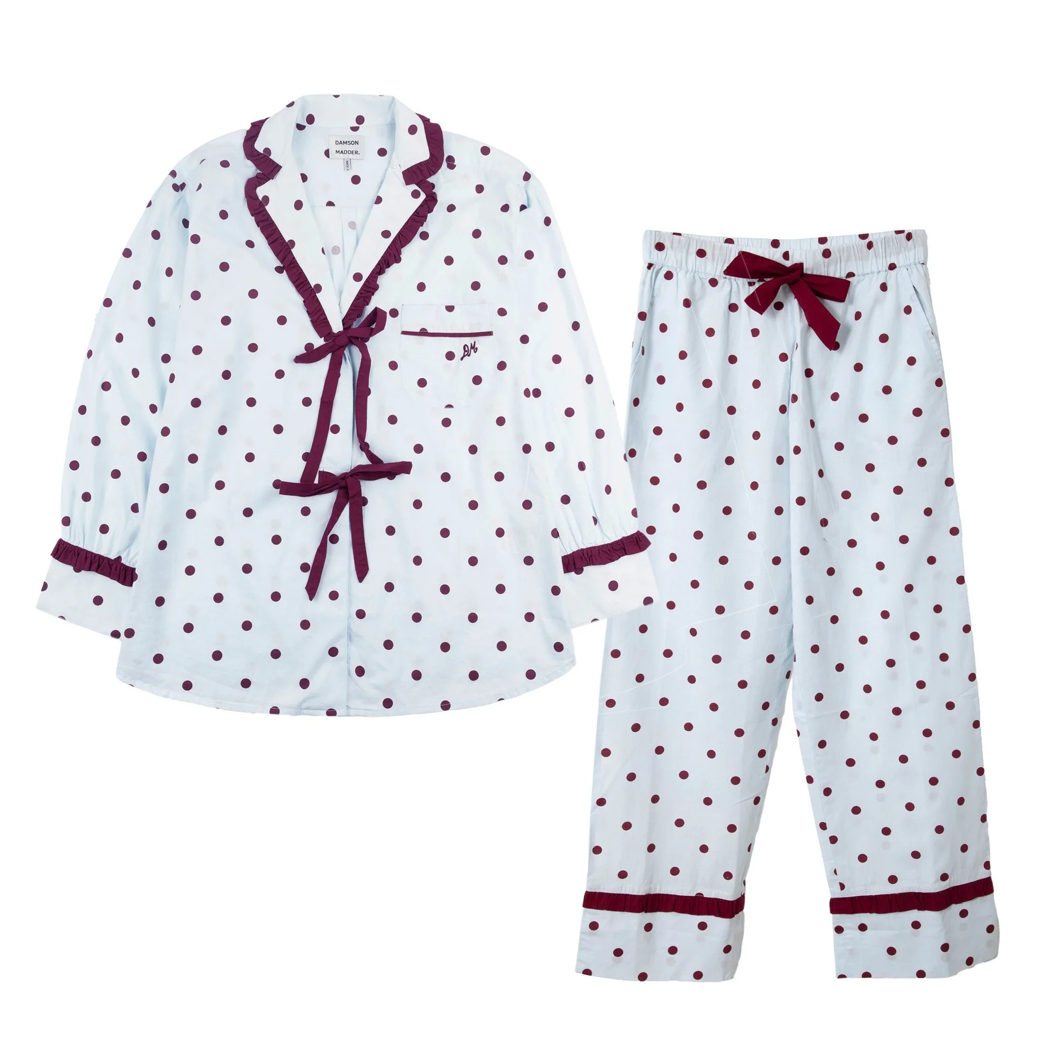 Damson Madder Antonella Pyjama Set Polka Dot Blue