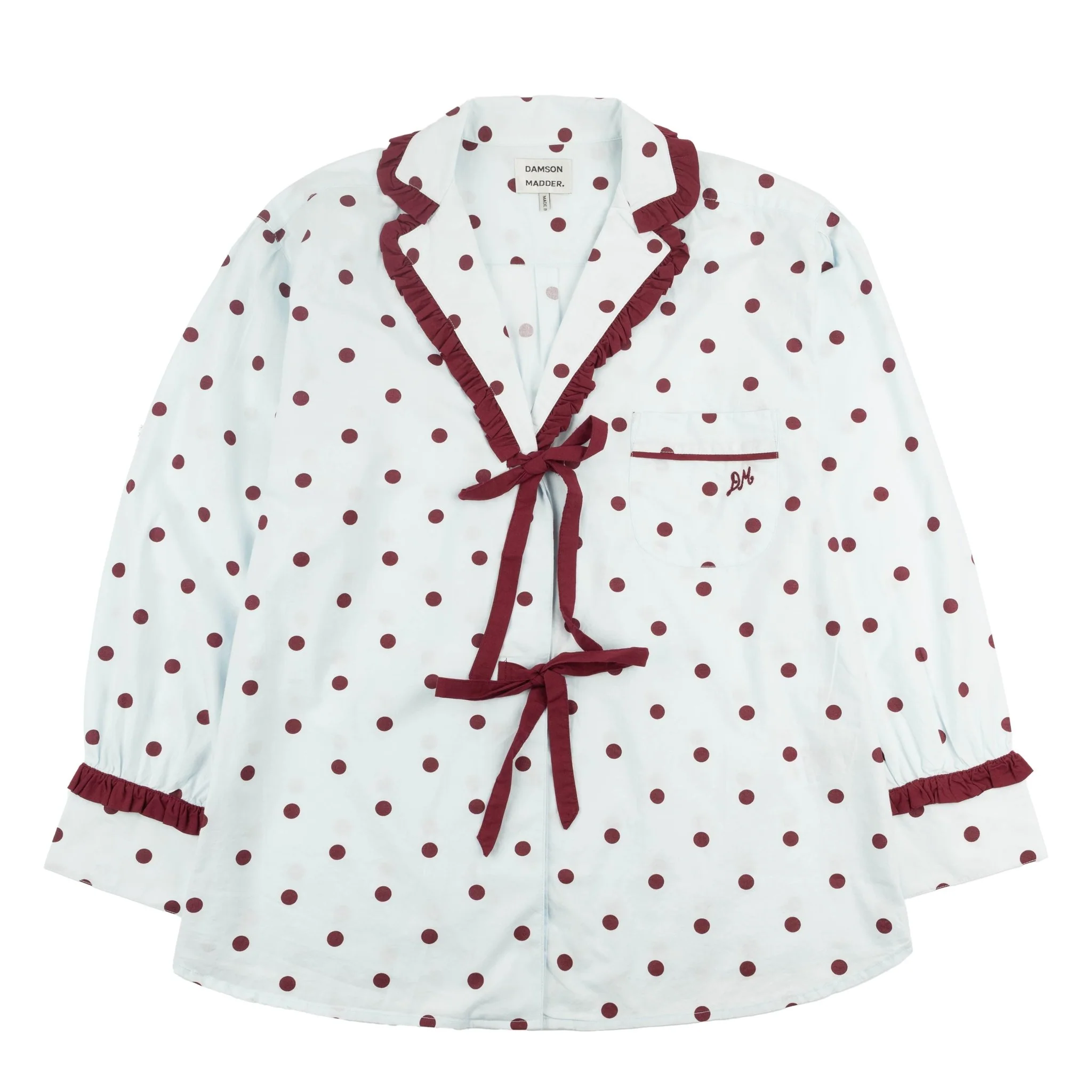 Damson Madder Antonella Pyjama Set Polka Dot Blue - Image 2