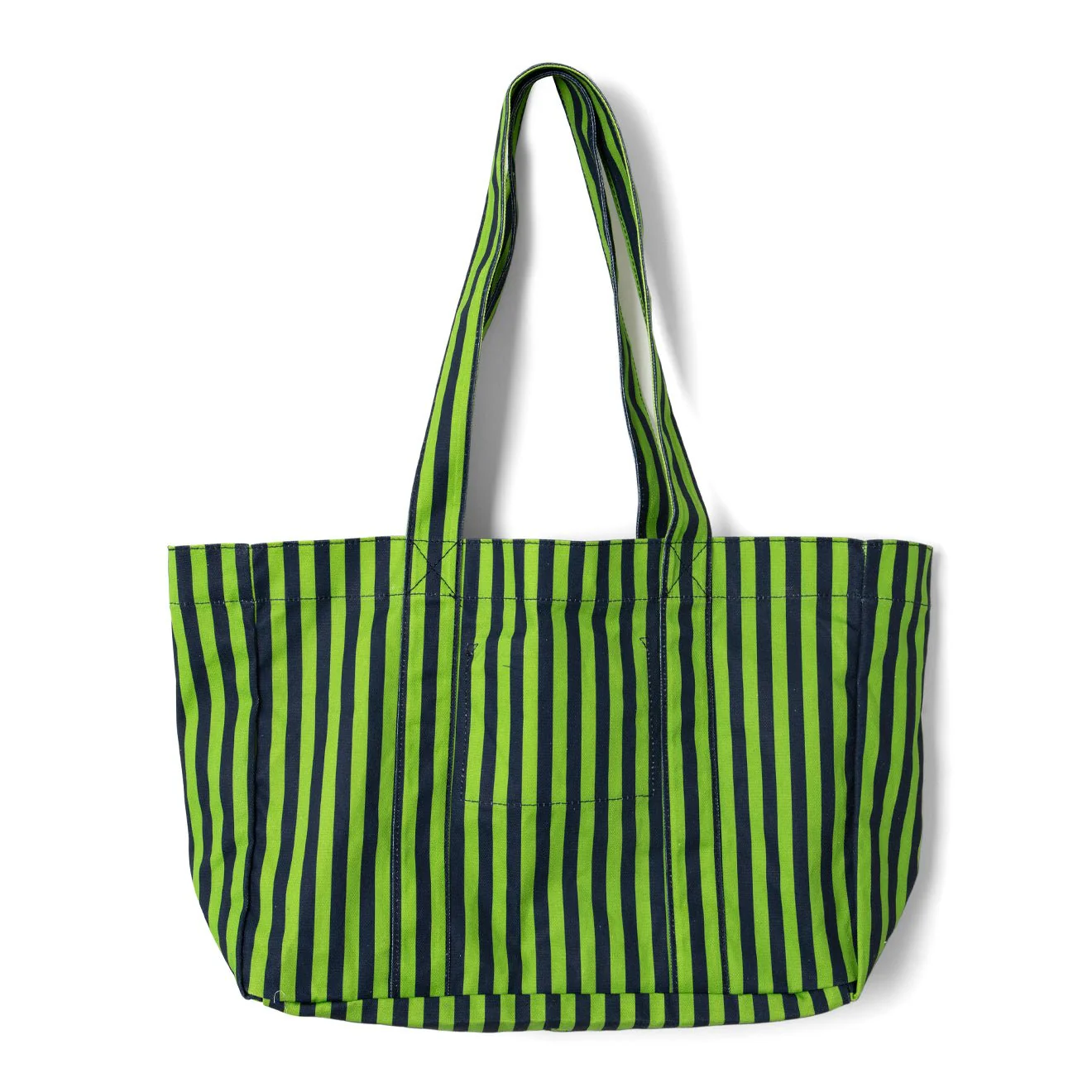 Damson Madder Canvas Tote Navy Lime Stripe - Image 2