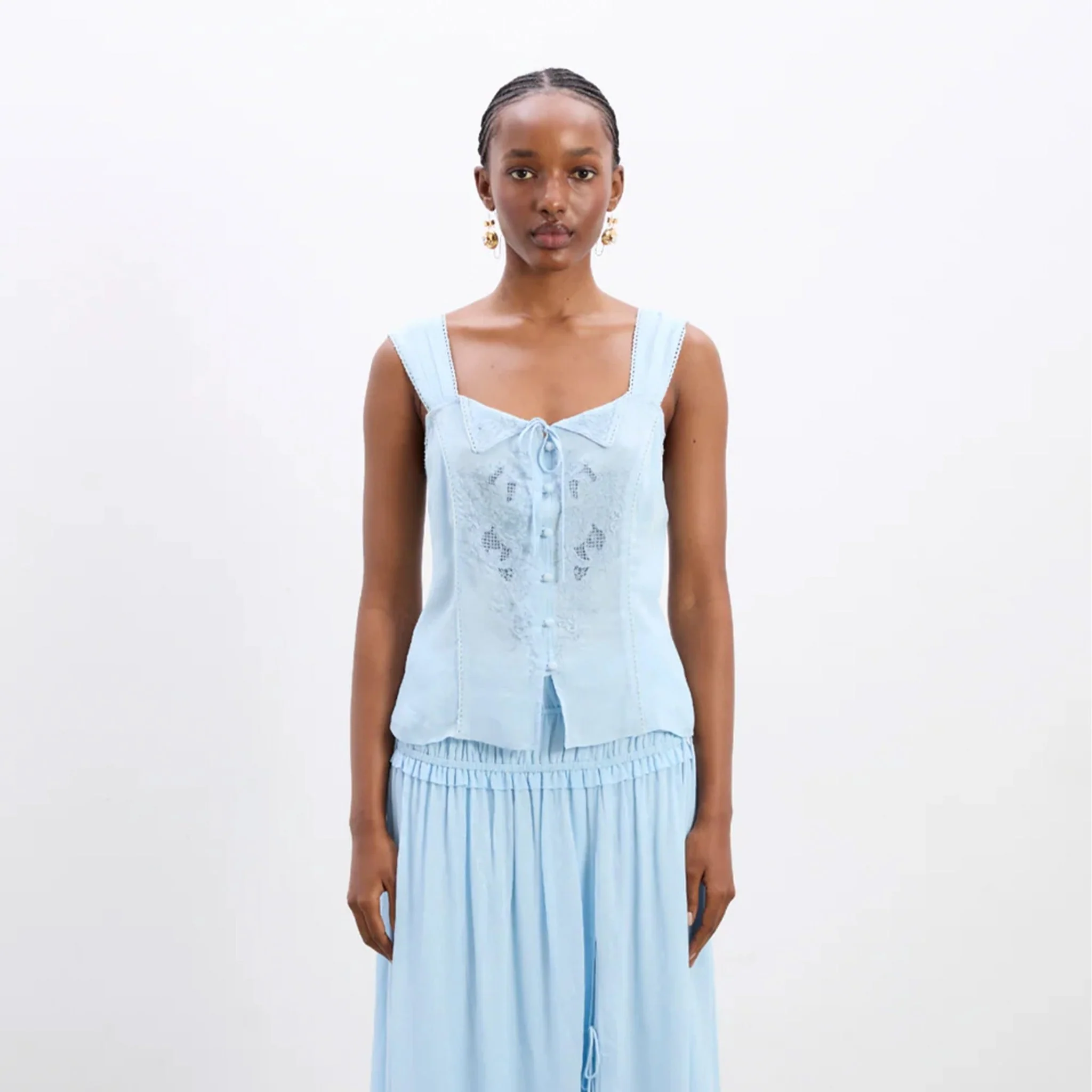 Damson Madder Charlotte Cami Blue Monika Jacquard - Image 4