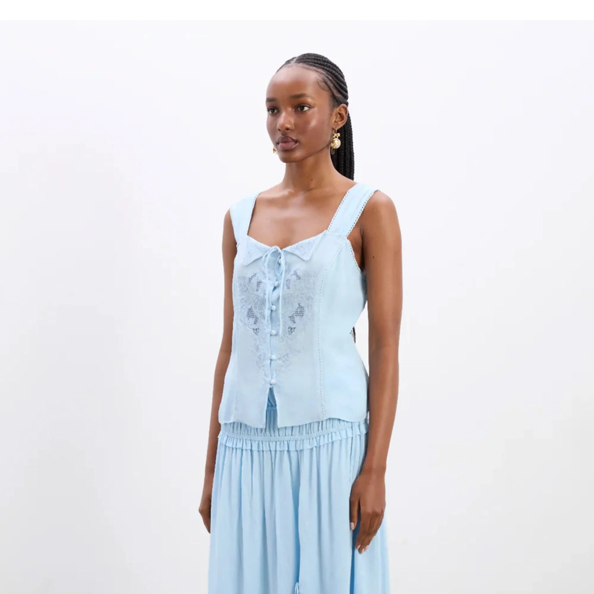 Damson Madder Charlotte Cami Blue Monika Jacquard - Image 5