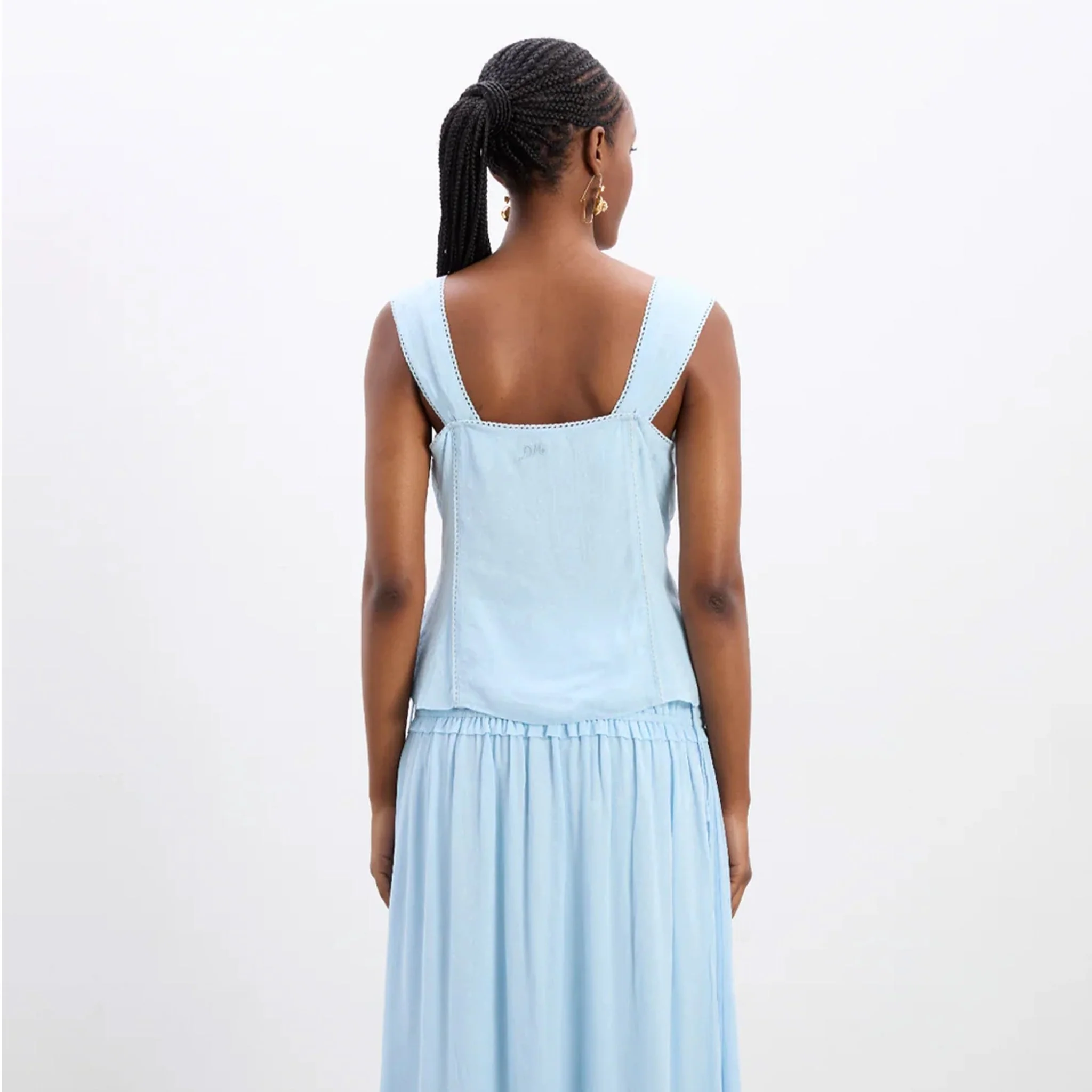 Damson Madder Charlotte Cami Blue Monika Jacquard - Image 6