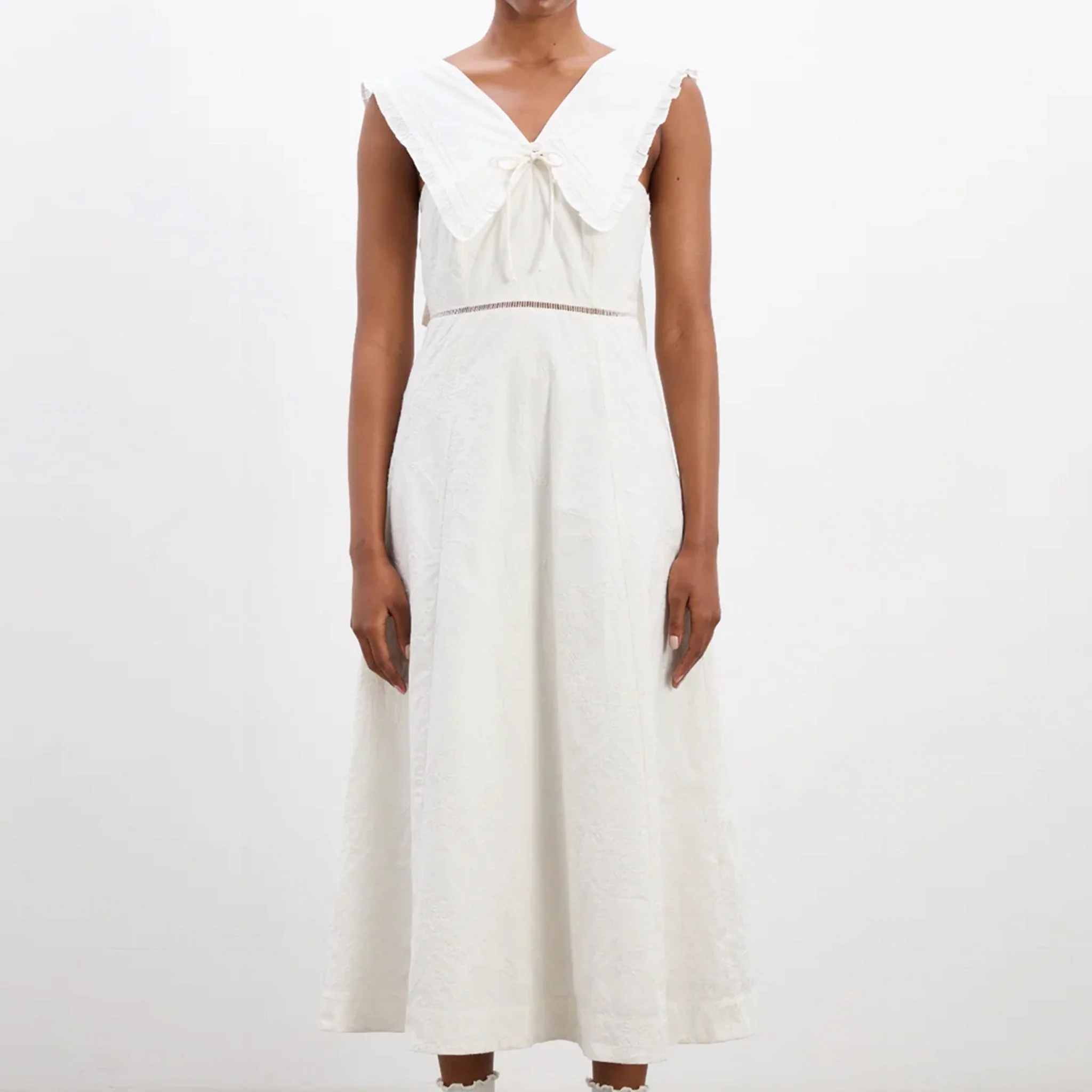 Damson Madder Fan Fan Midi Dress Patchwork Broderie - Image 4