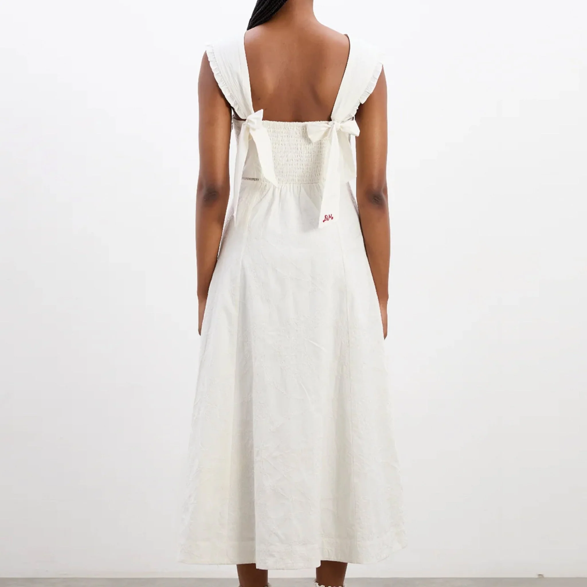 Damson Madder Fan Fan Midi Dress Patchwork Broderie - Image 5