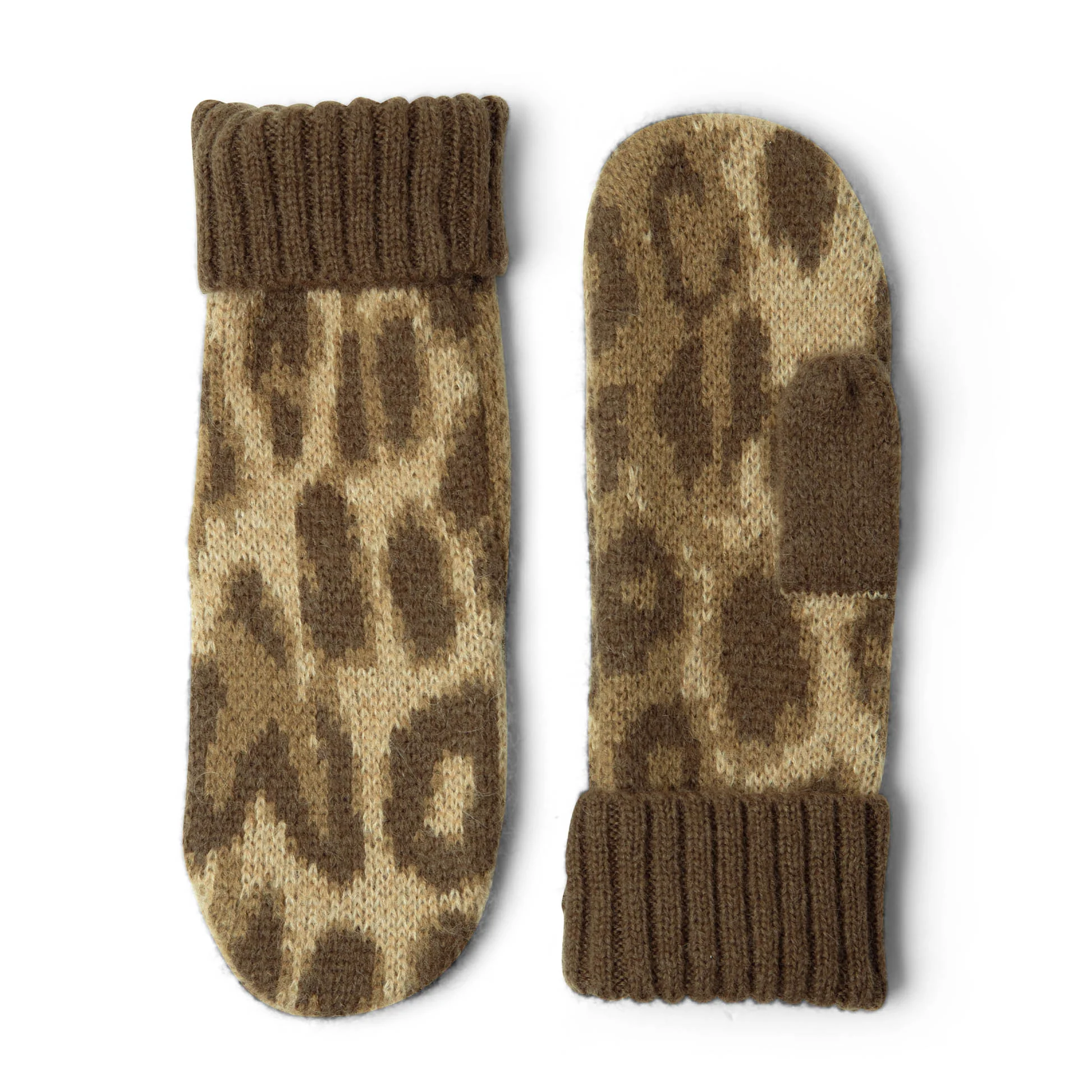 Damson Madder Fluffy Mittens Leopard