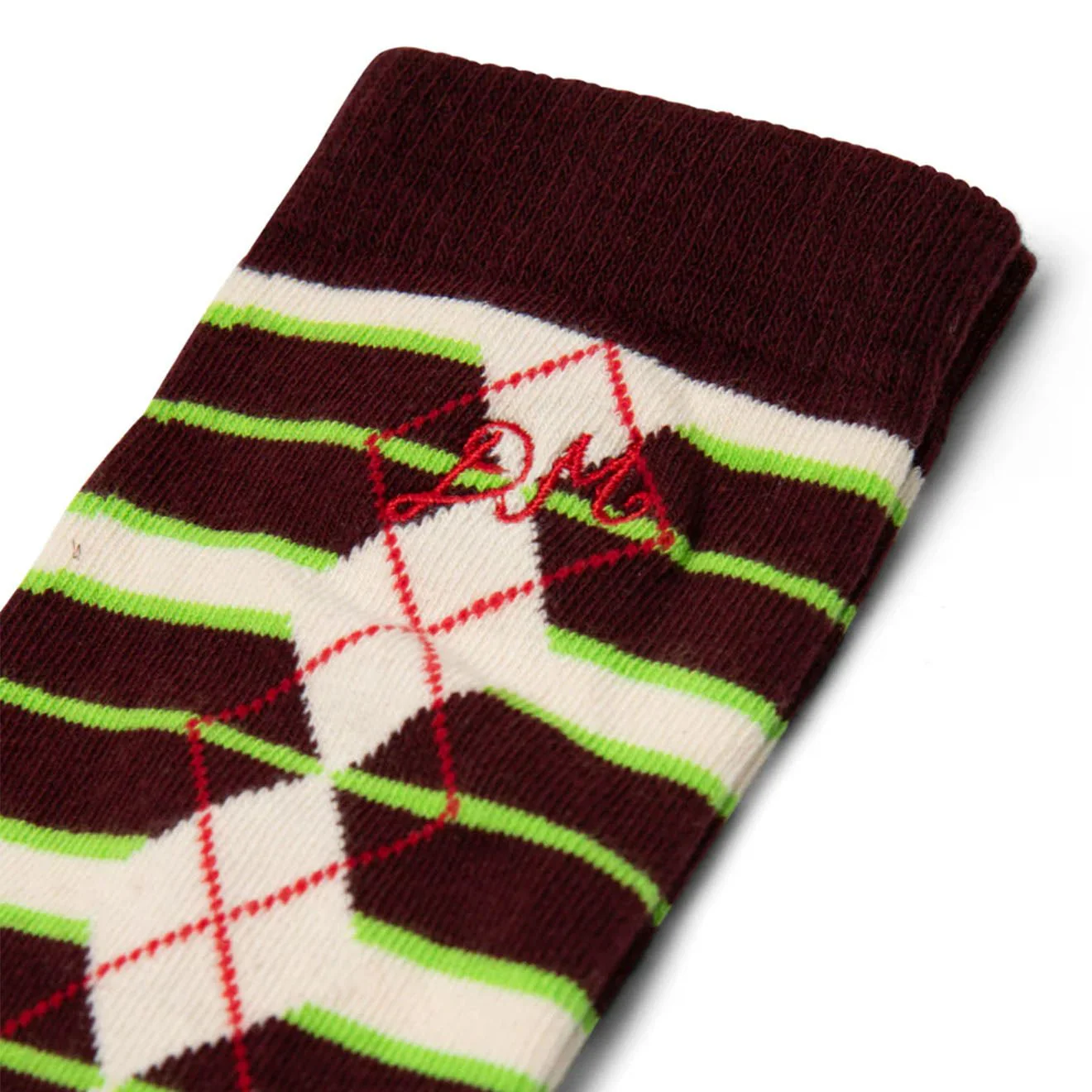 Damson Madder Knee High Socks Burg Argyle Stripe - Image 2