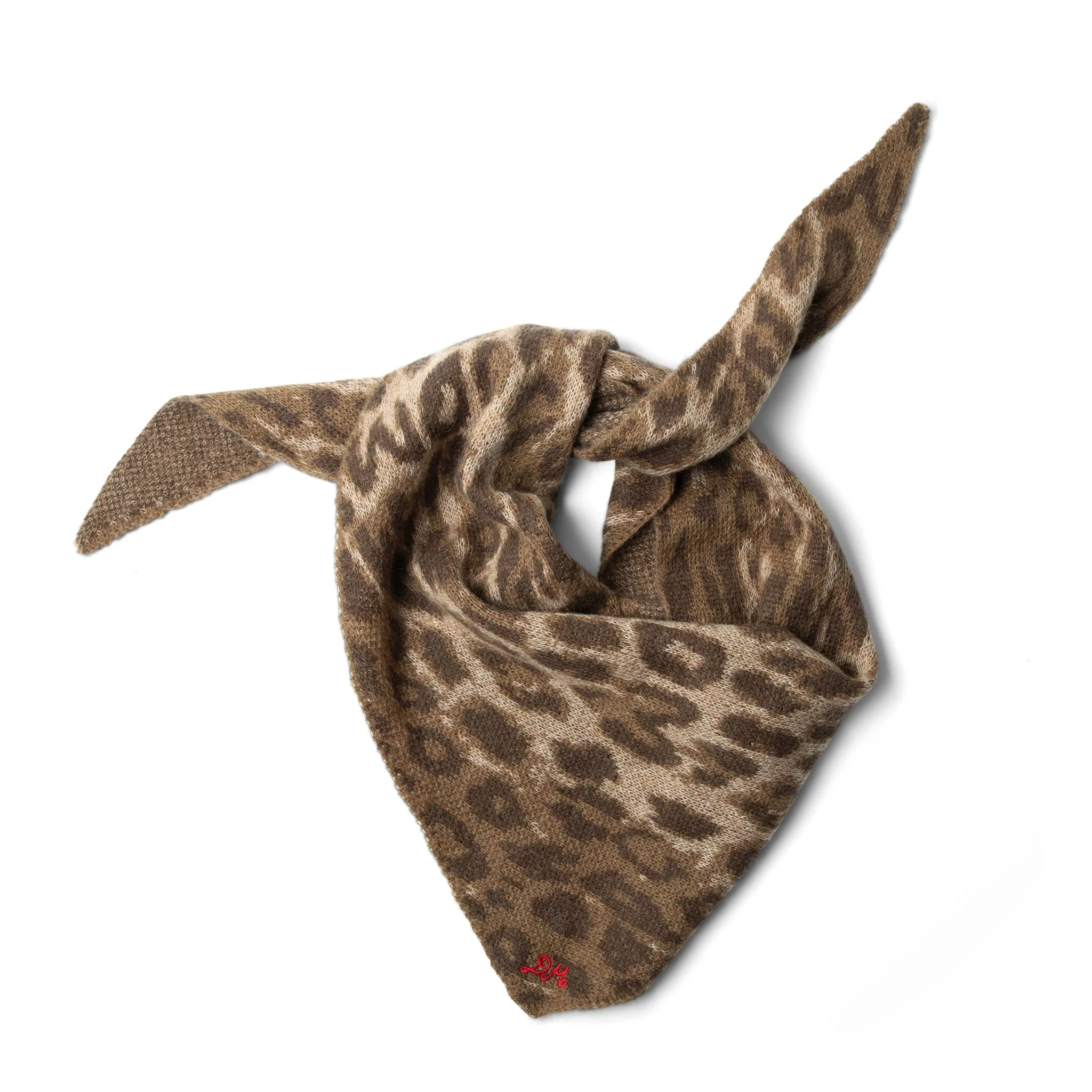 Damson Madder Knitted Head Scarf Leopard