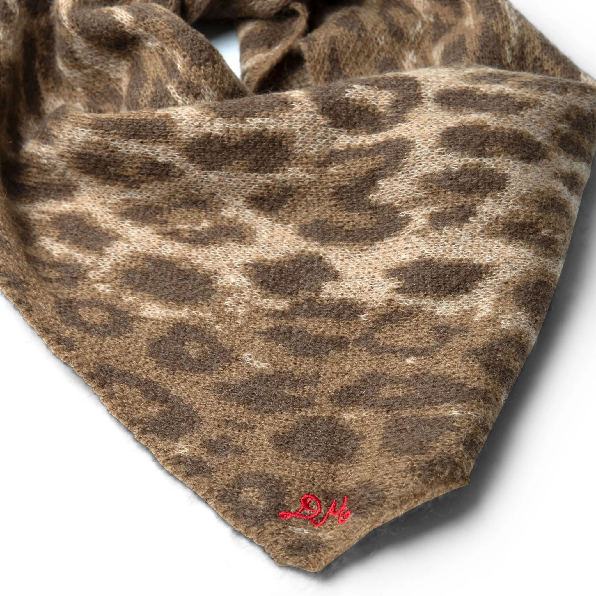 Damson Madder Knitted Head Scarf Leopard - Image 2