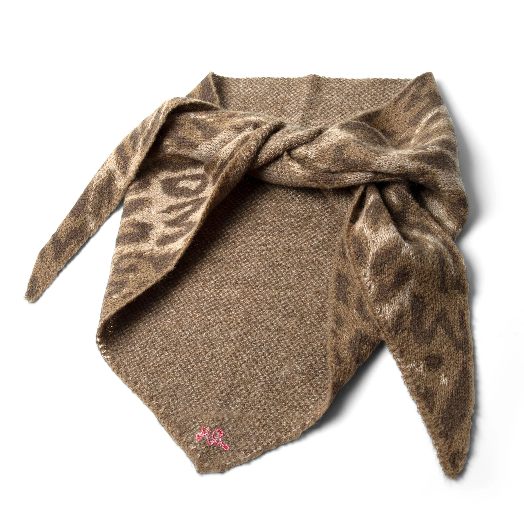 Damson Madder Knitted Head Scarf Leopard - Image 3