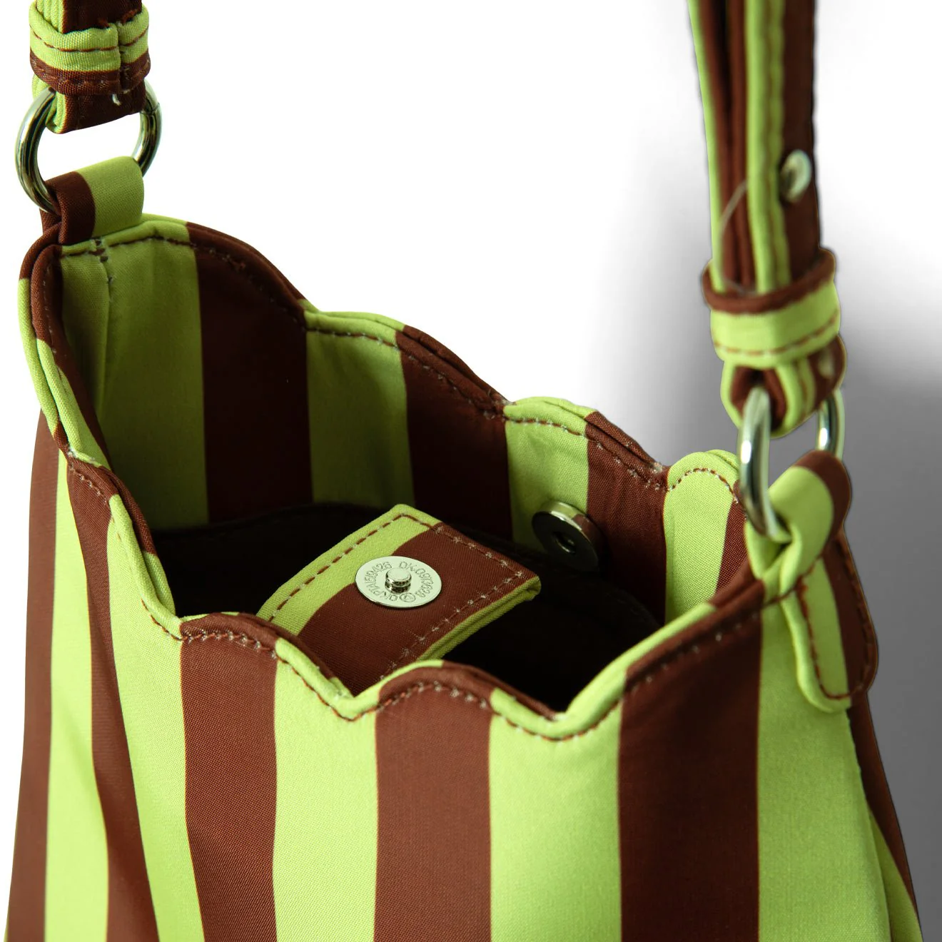 Damson Madder Lorelai Bag Avocado / Chocolate Stripe - Image 4